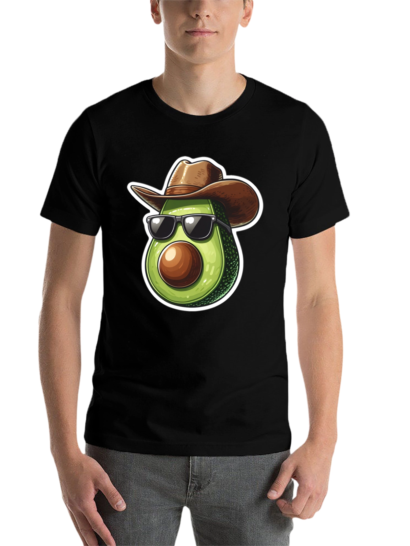 Black Cool Avocado Cowboy Graphic Tee - Black T-Shirt view 7
