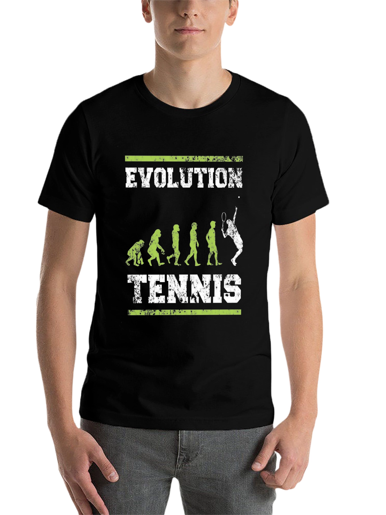 Black Evolution of Tennis Black Graphic T-Shirt view 7