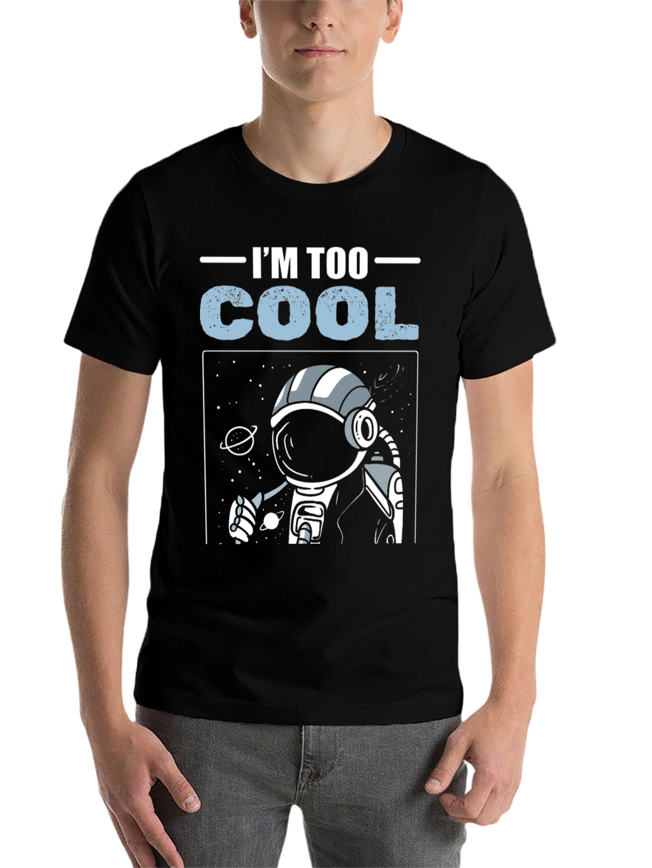 Black I'm Too Cool Astronaut Graphic T-Shirt view 7