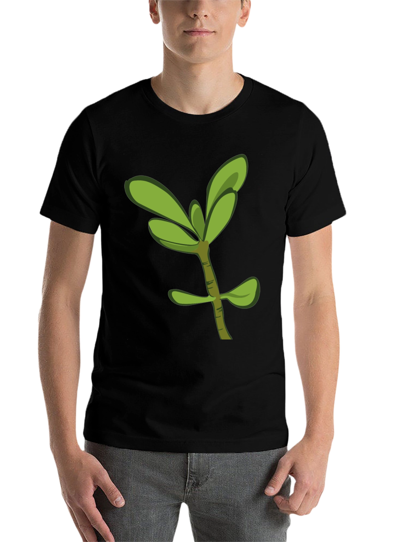 Black Green Sprout Graphic T-Shirt - Casual Style view 7