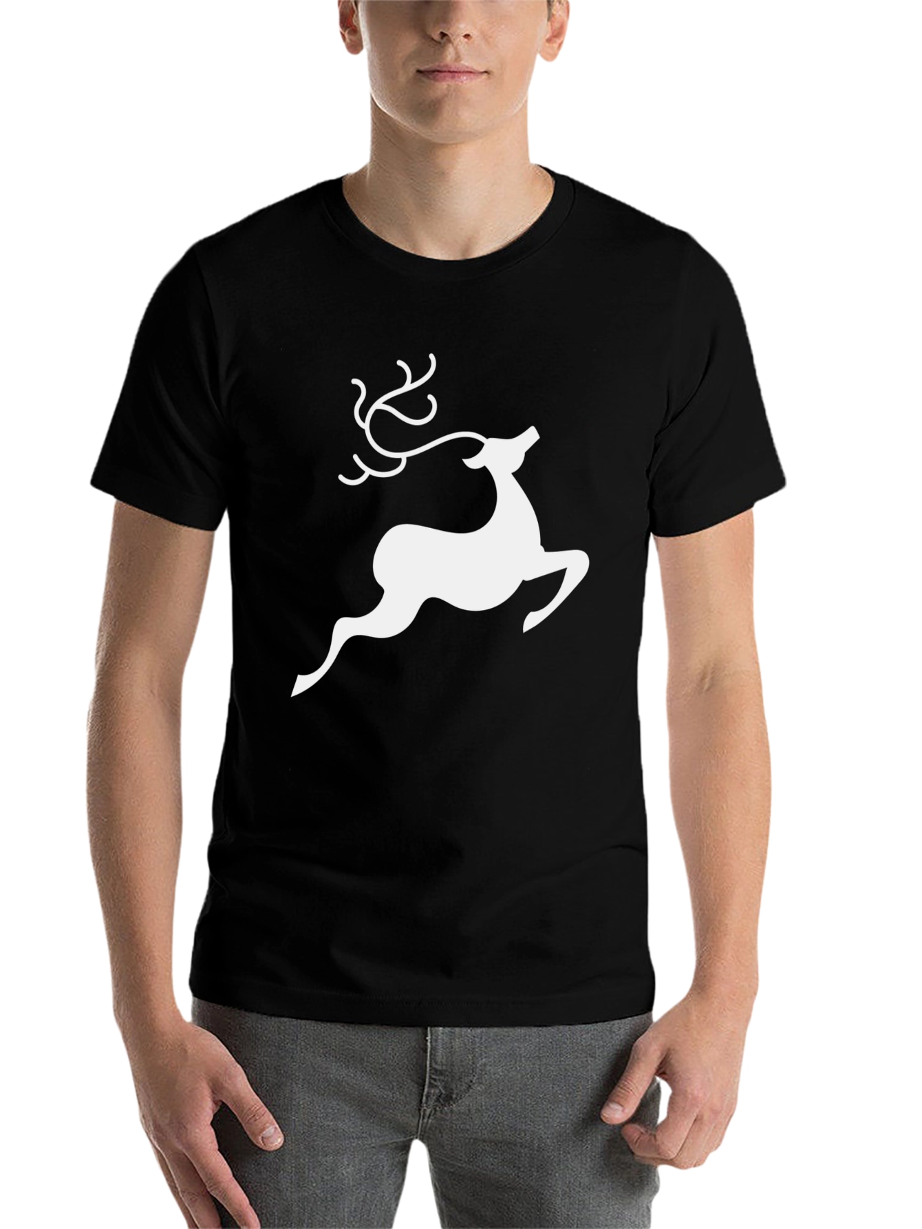 Black Reindeer Graphic Tee - Black Holiday Shirt view 7