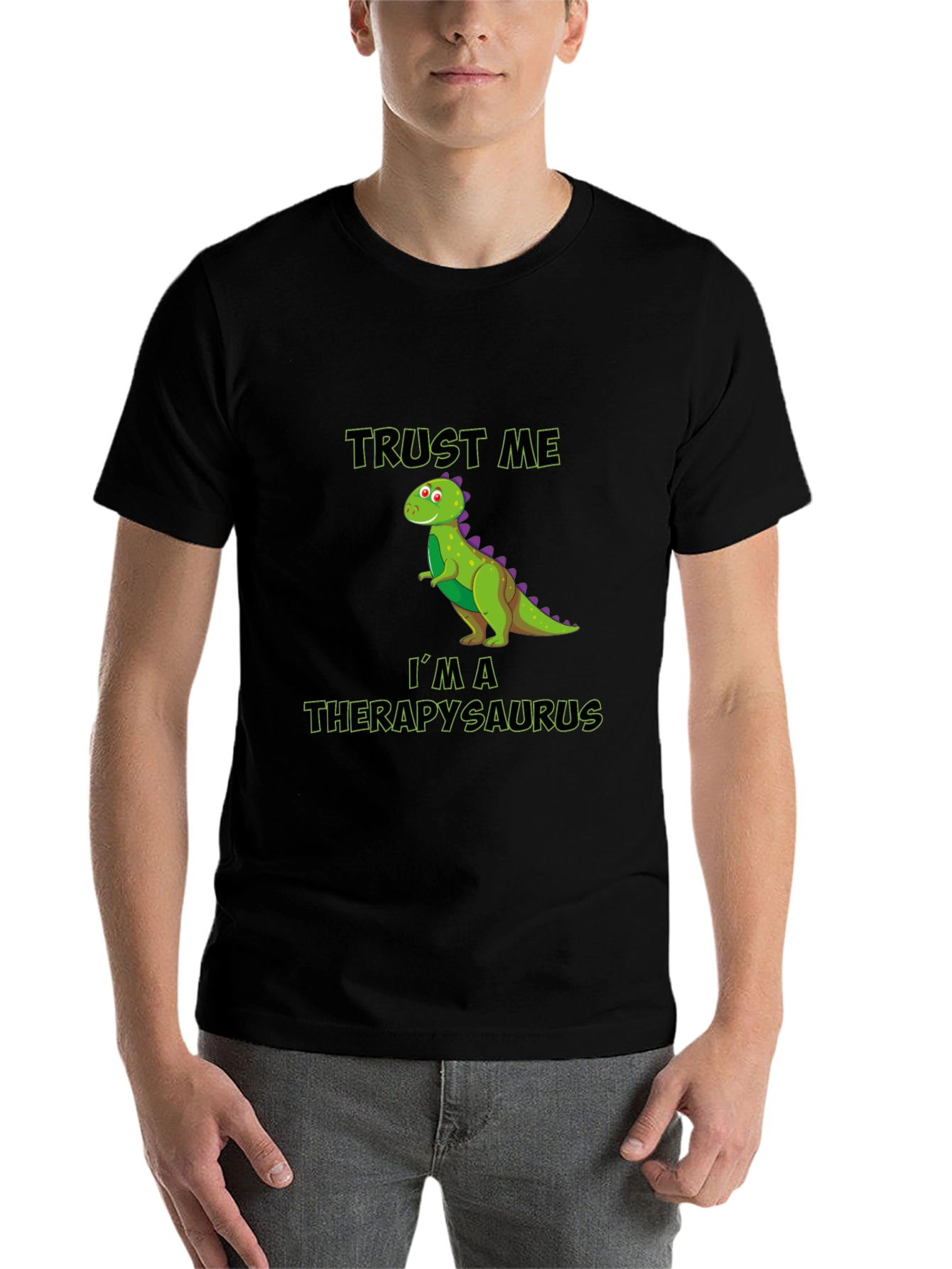 Black Therapysaurus T-Shirt - Funny Dinosaur Therapist Tee view 7