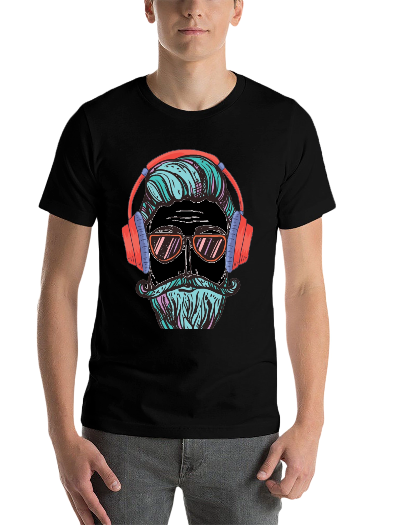 Black Cool Hipster Graphic Tee view 7