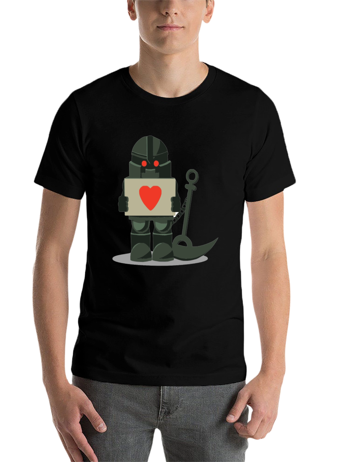 Black Heart Robot Graphic Black Tee view 7