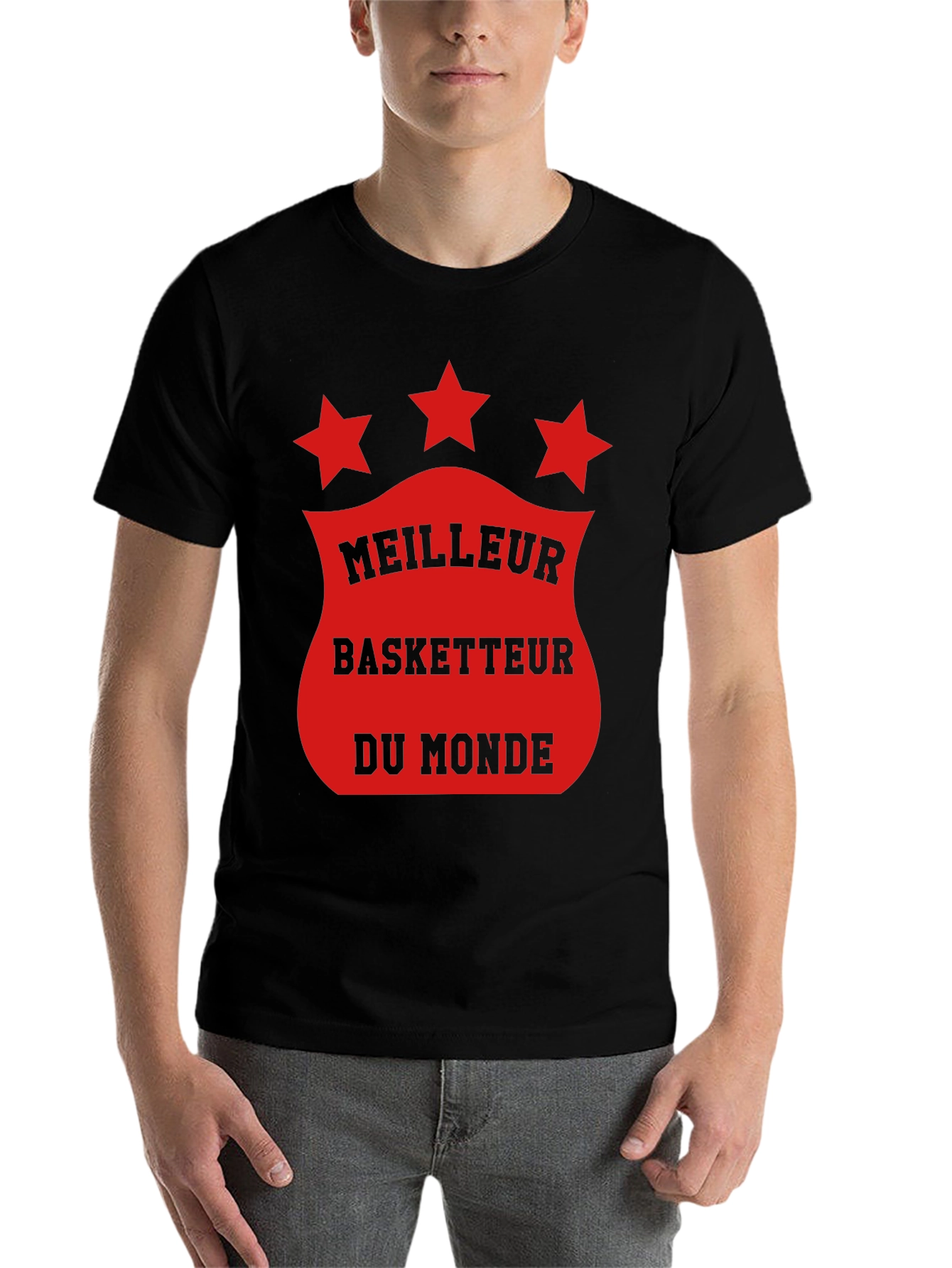 Black Meilleur Basketteur T-Shirt - World's Best Basketball Player Tee view 7