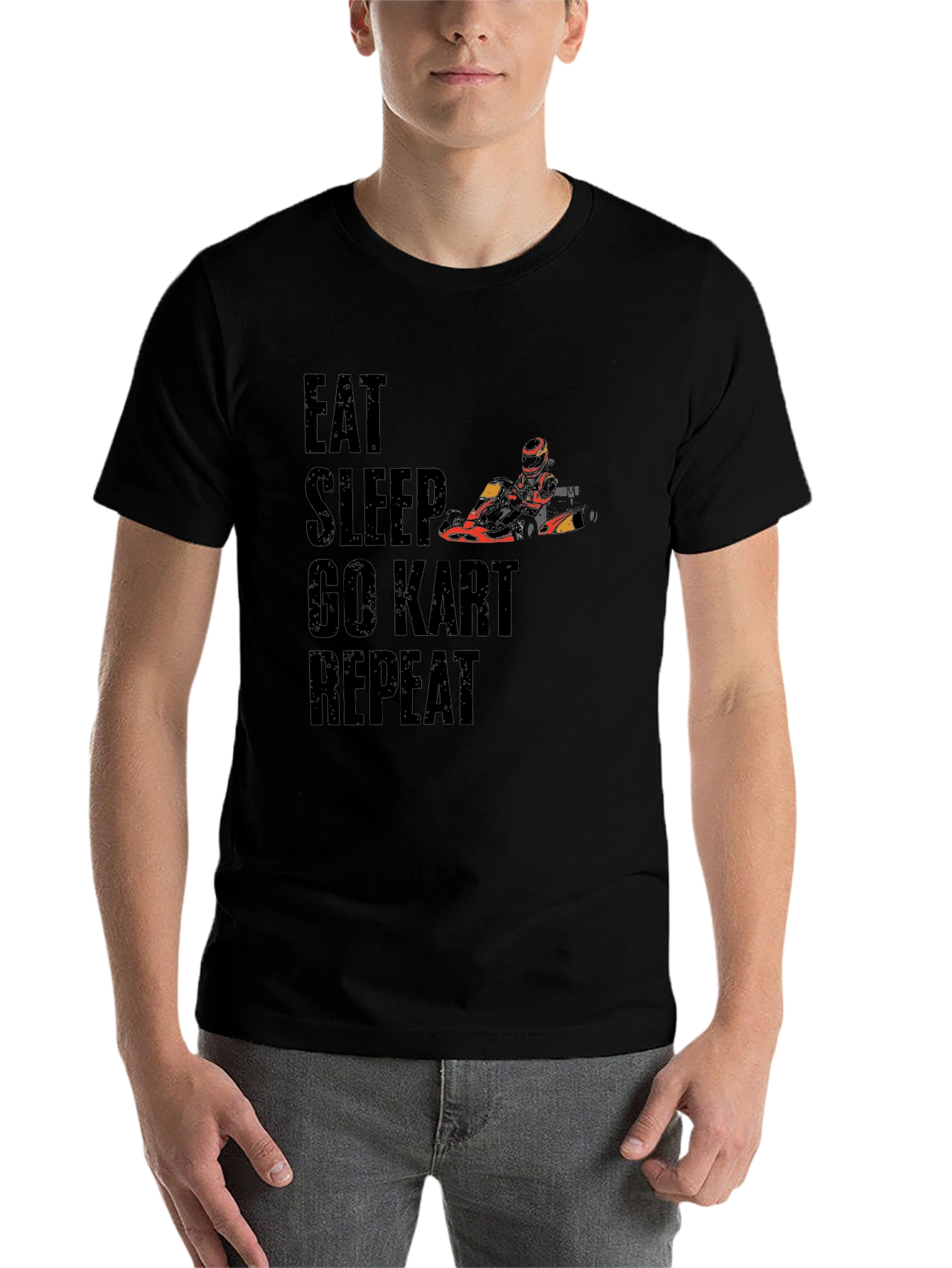 Black Eat Sleep Go Kart Repeat Graphic T-Shirt view 7