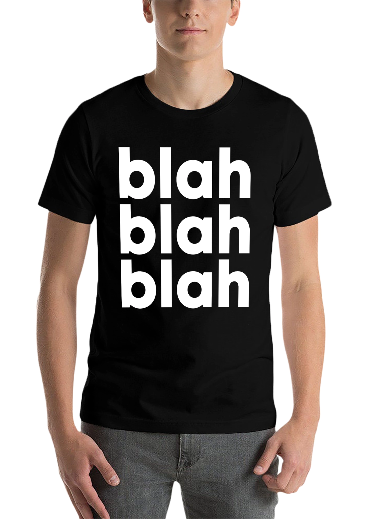 Black Blah Blah Blah T-Shirt - Bold White Print on Black view 7