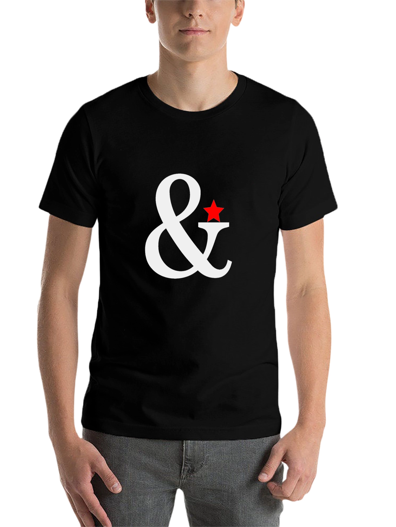 Black Star & Ampersand Graphic Tee - Stylish Black Cotton Blend Shirt view 7