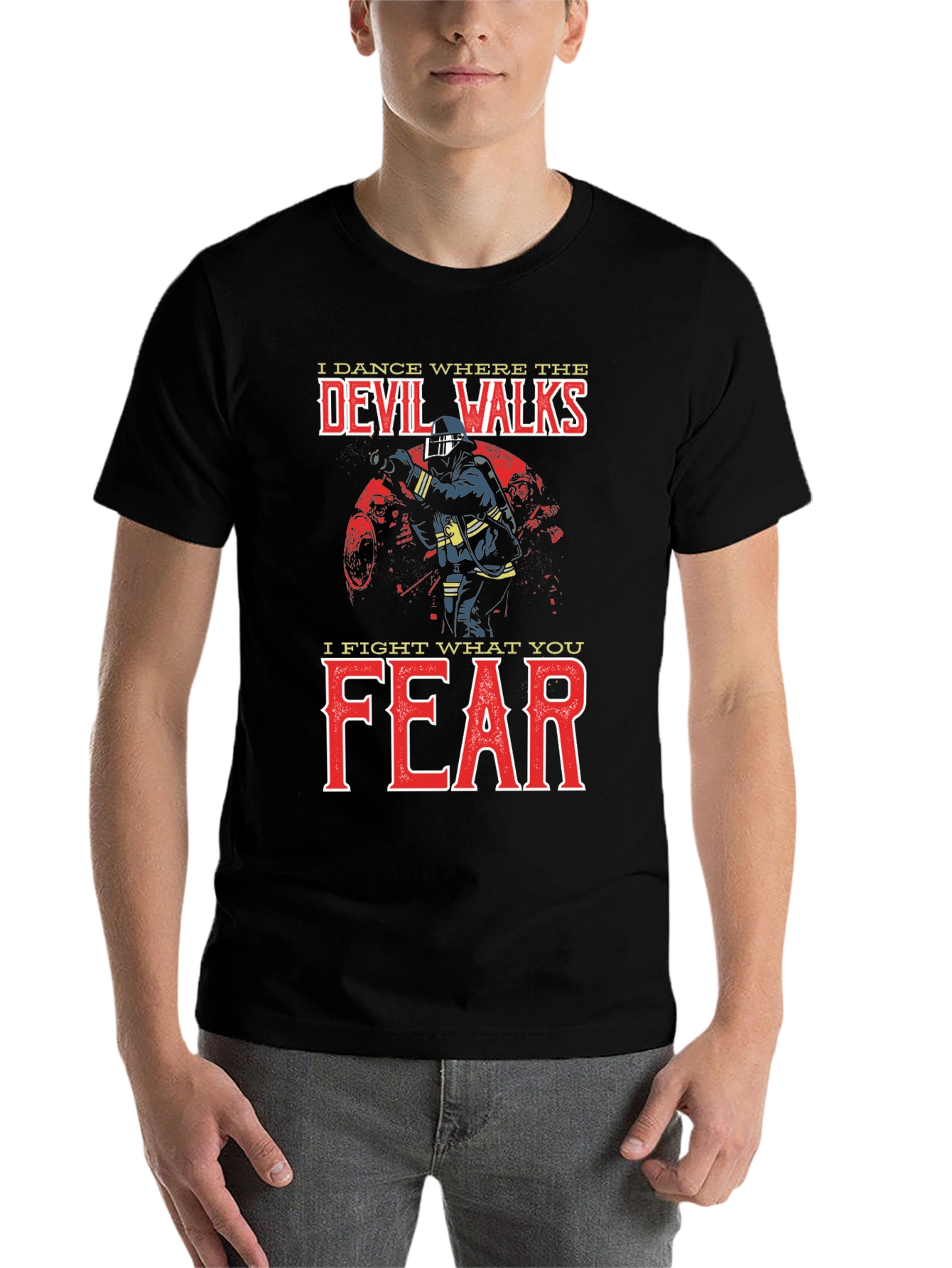 Black Firefighter Devil Walks T-Shirt view 7