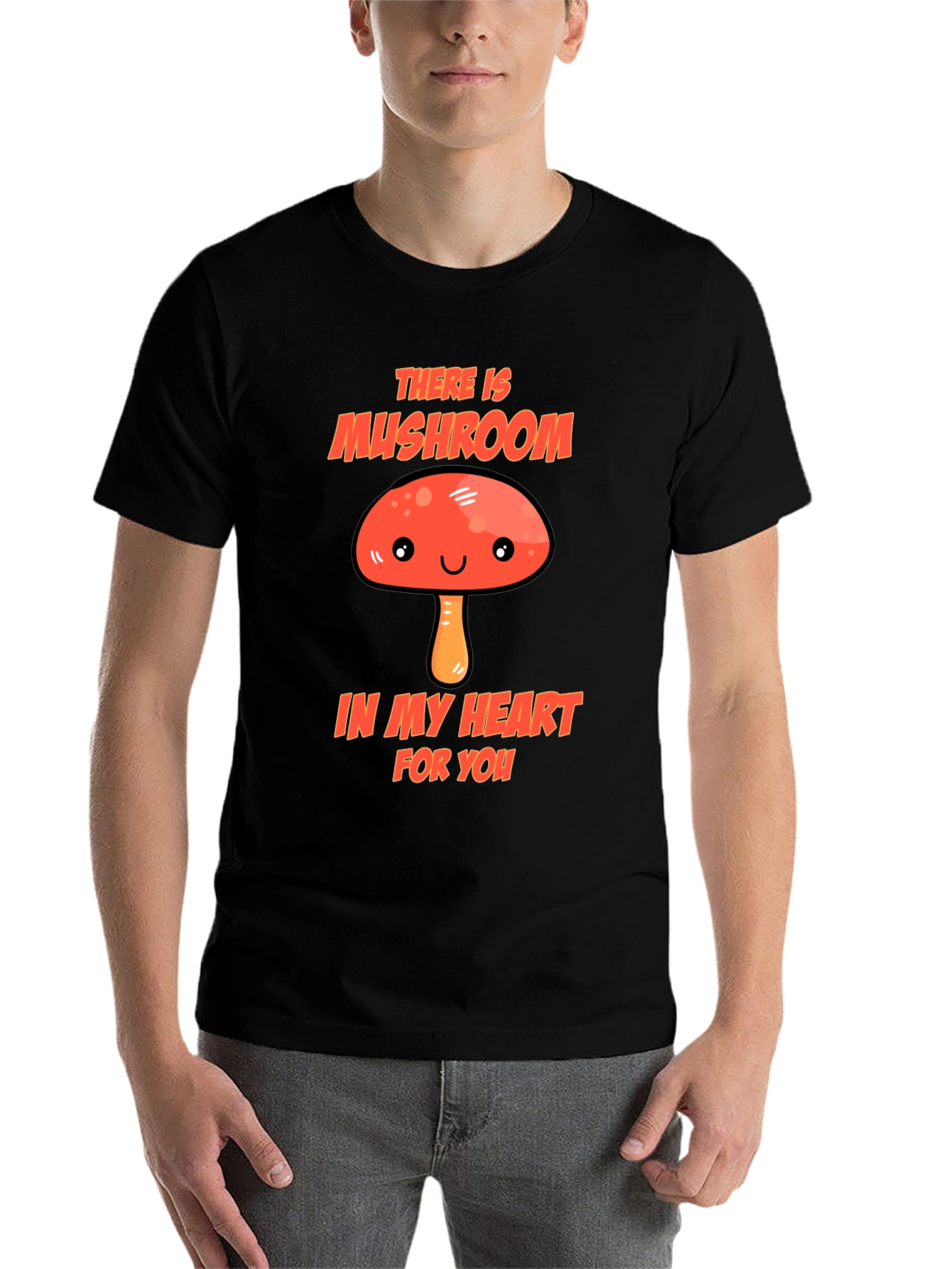 Black Mushroom Heart T-Shirt - Funny Graphic Tee view 7