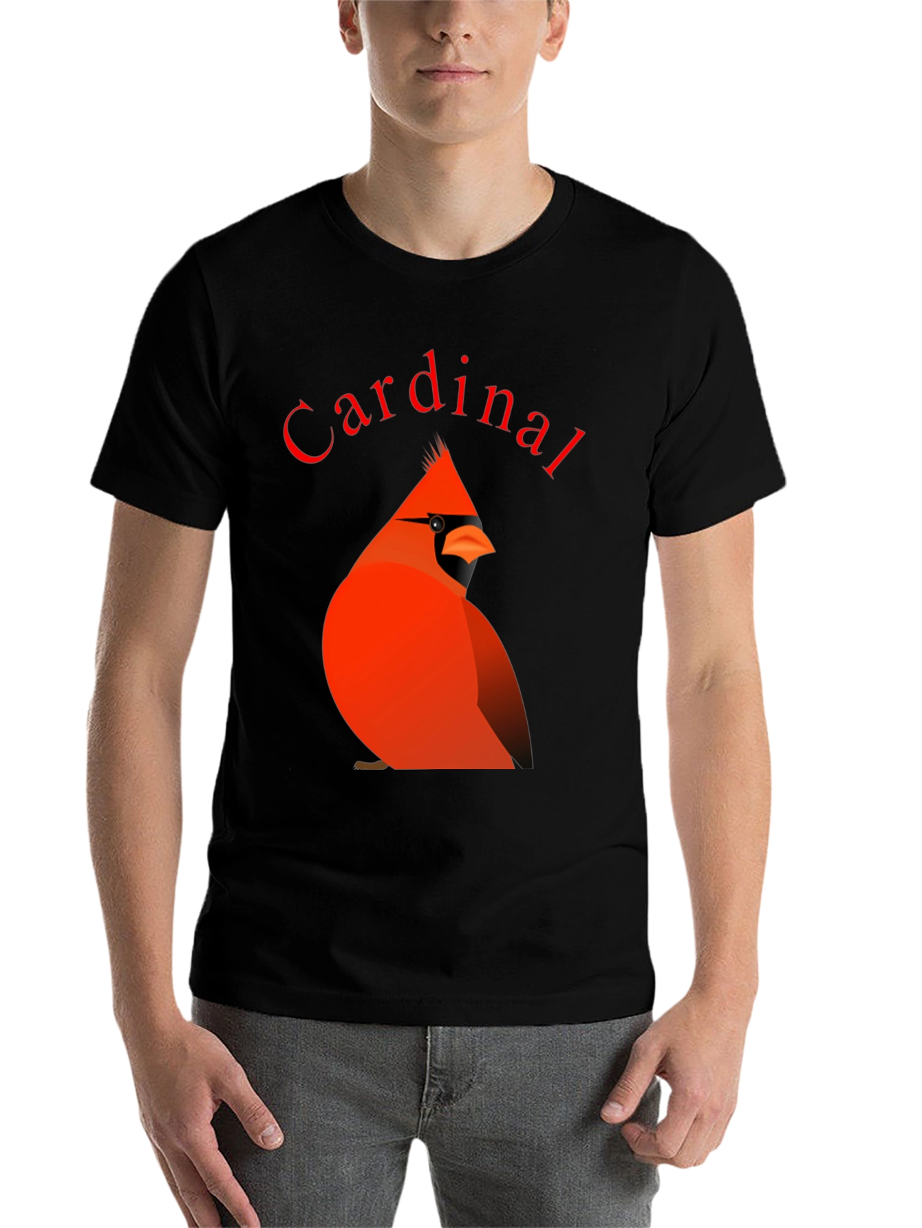 Black Cardinal Bird Graphic Tee - Black Cotton T-Shirt view 7