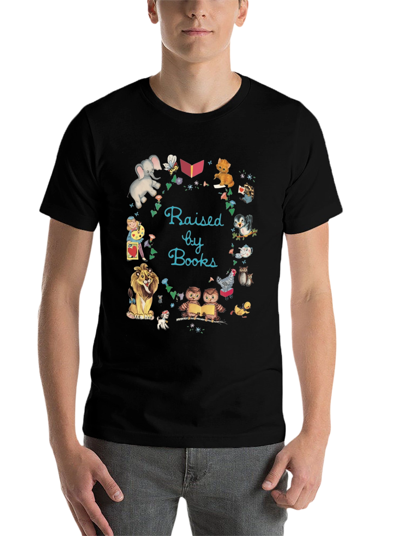 Black Raised By Books Graphic Tee view 7