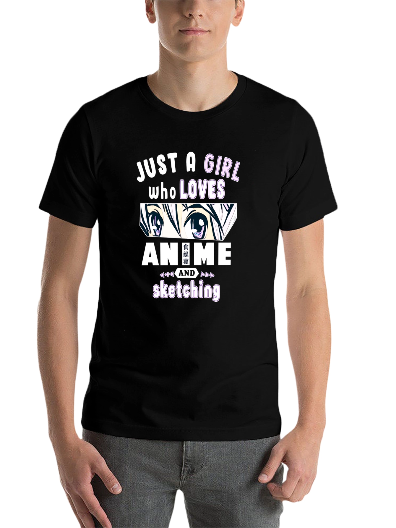 Black Anime Lover Girl's T-Shirt Sketching Fan Tee view 7