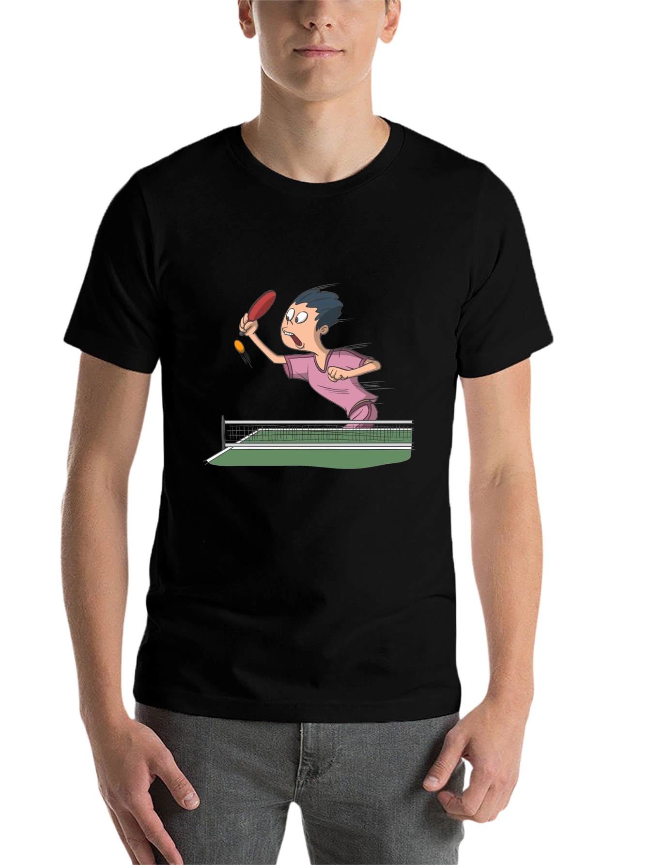 Black Ping Pong Cartoon T-Shirt view 7