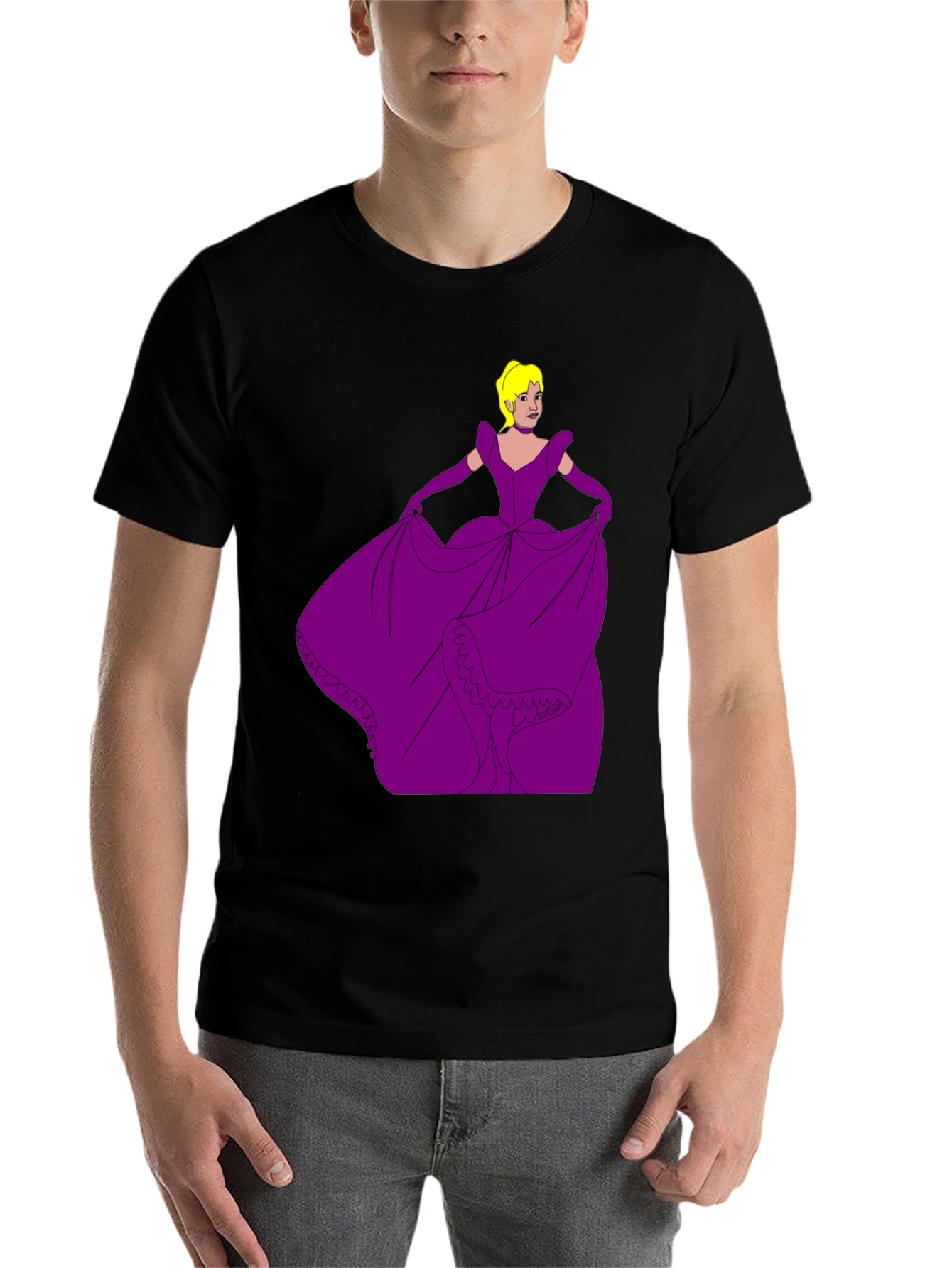 Black Cartoon Princess Graphic Tee view 7