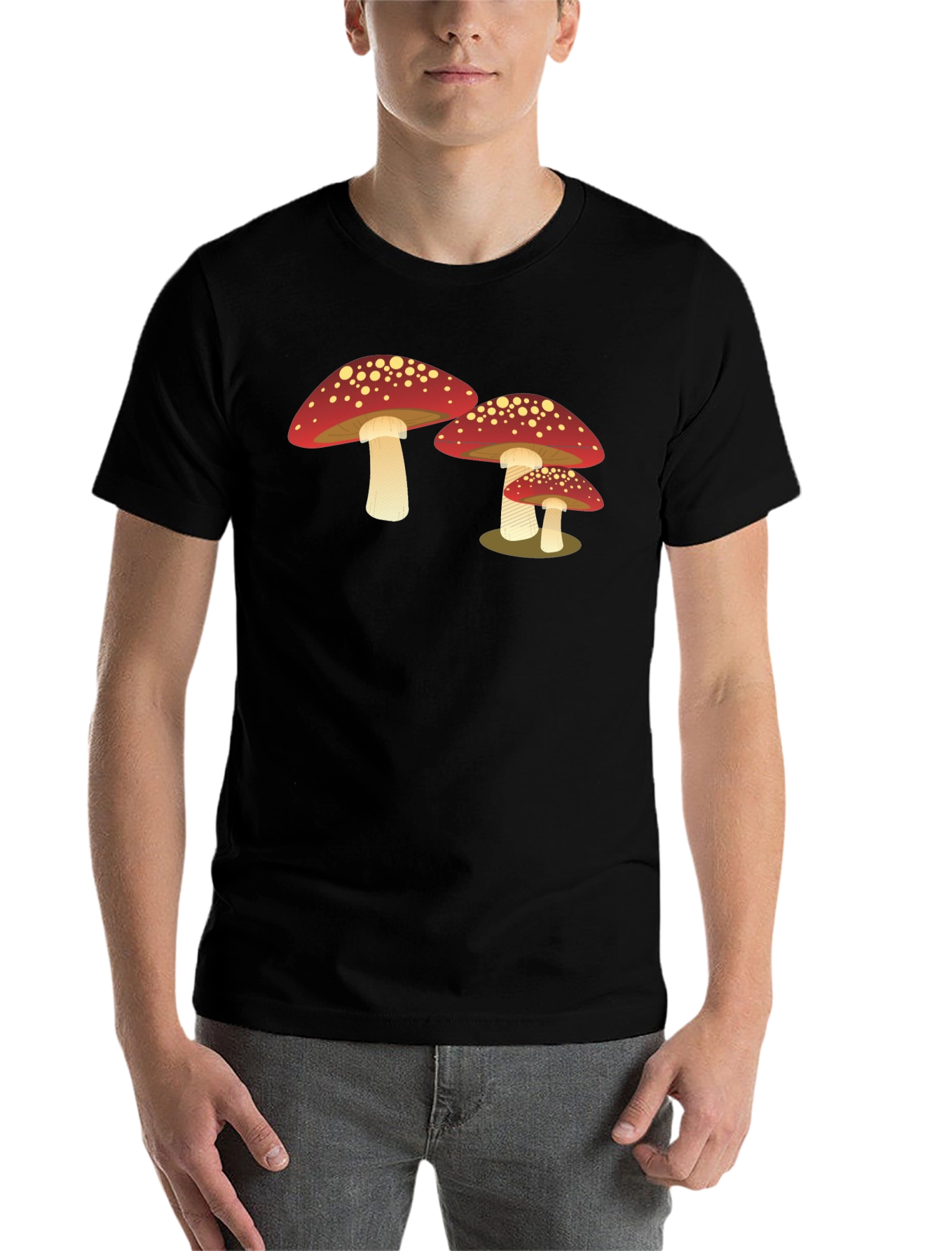 Black Mushroom Graphic T-Shirt - Cool Casual Tee view 7