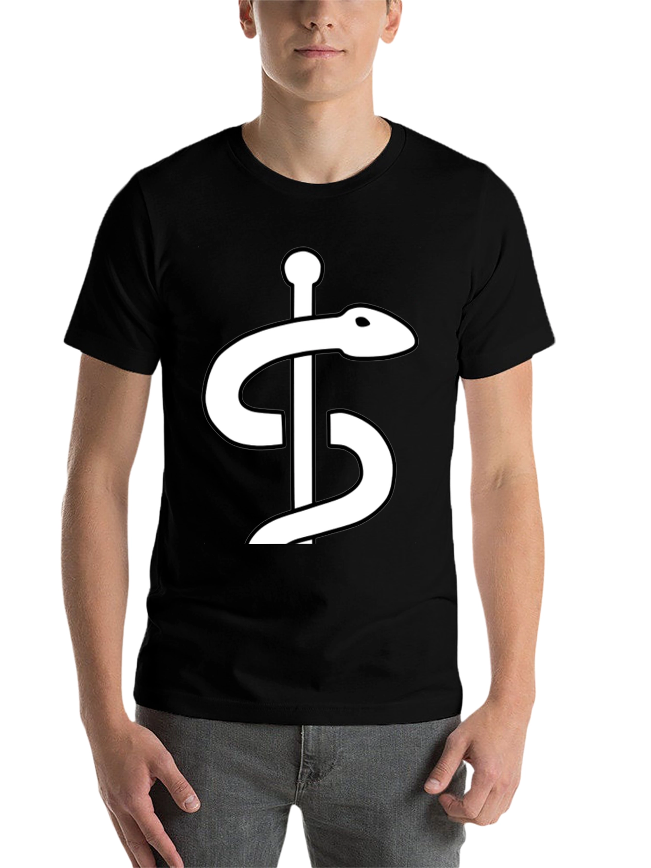 Black Caduceus Graphic Tee - Medical Symbol Shirt view 7