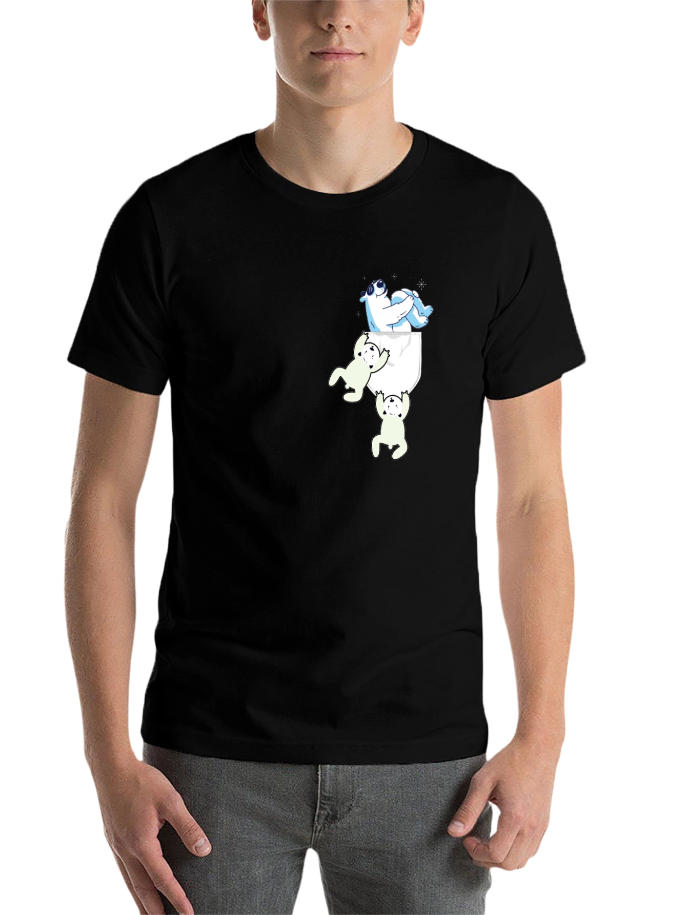 Black Bear Pocket Graphic Tee - Fun Novelty T-Shirt view 7