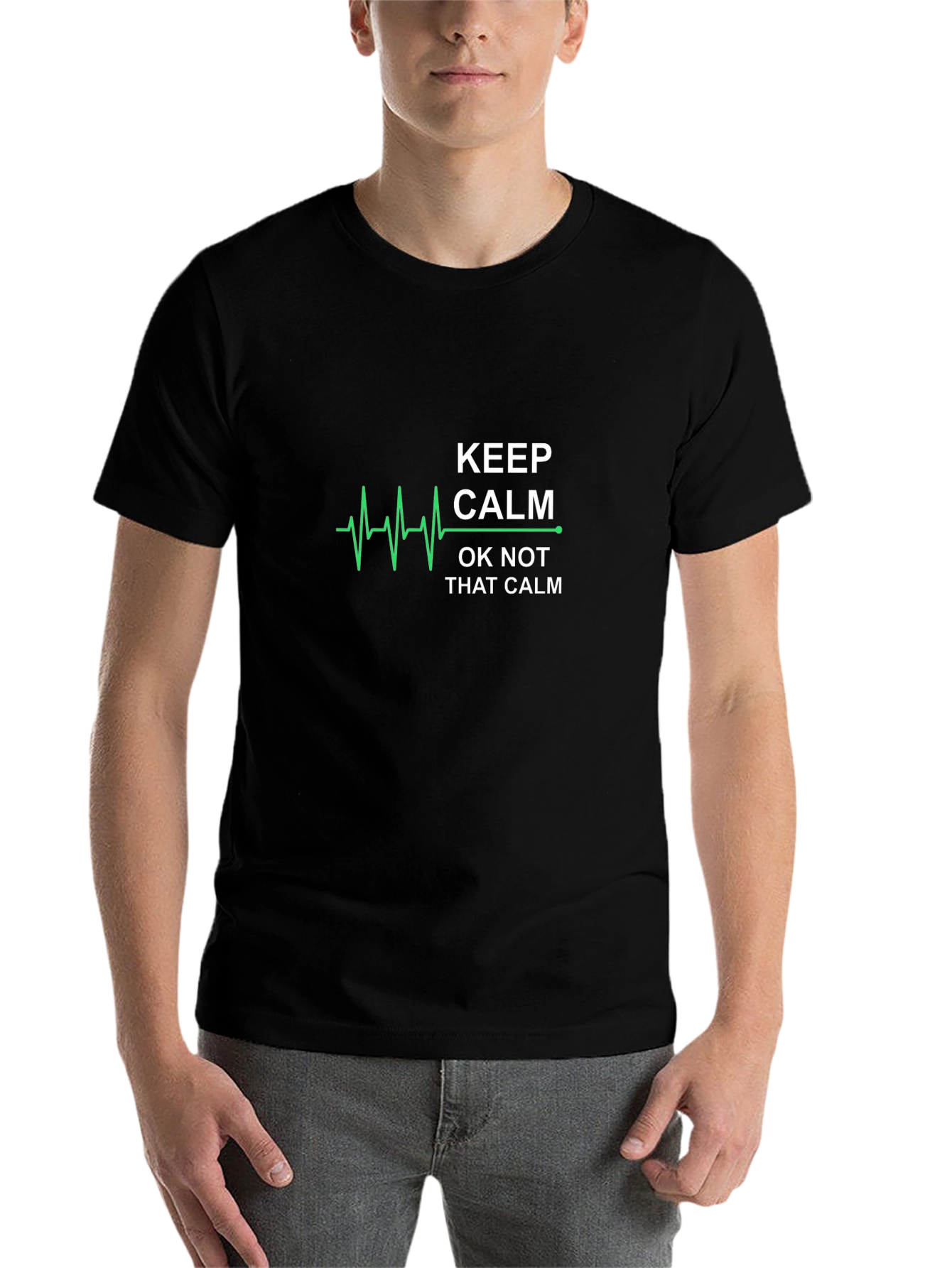 Black Keep Calm Funny Graphic Men's T-Shirt view 7