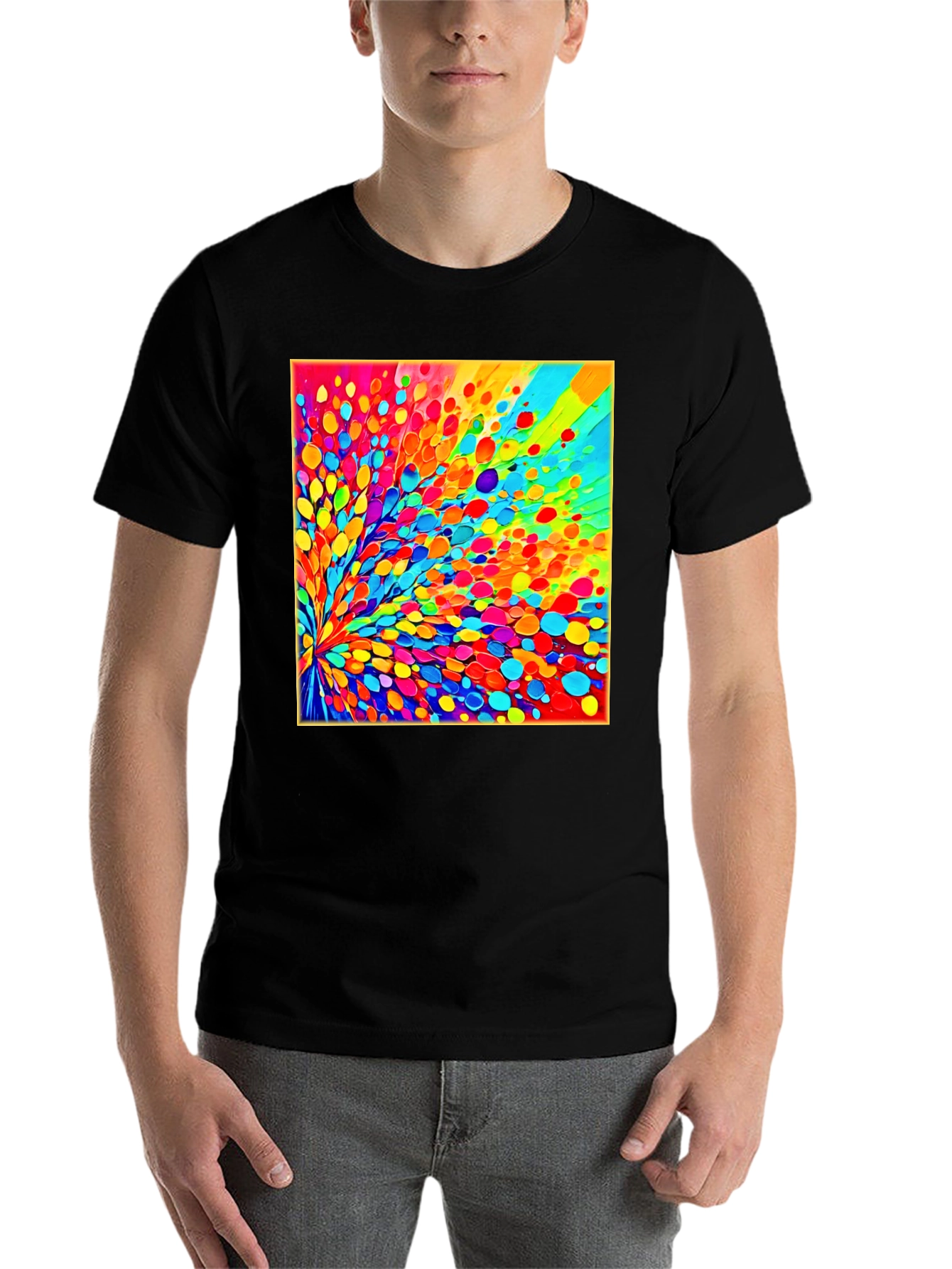 Black Vibrant Abstract Art Black T-Shirt view 7