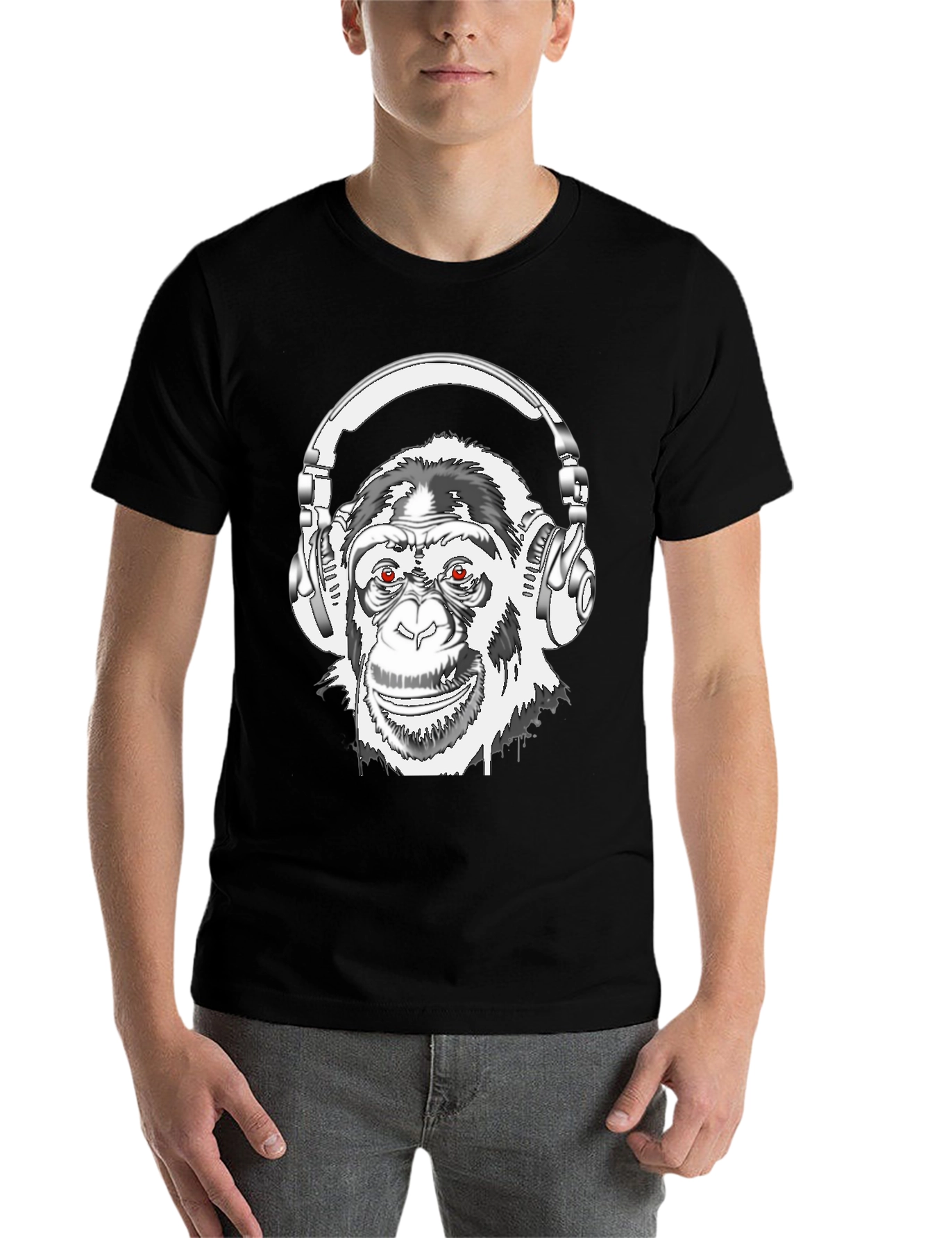 Black DJ Monkey Graphic Tee view 7