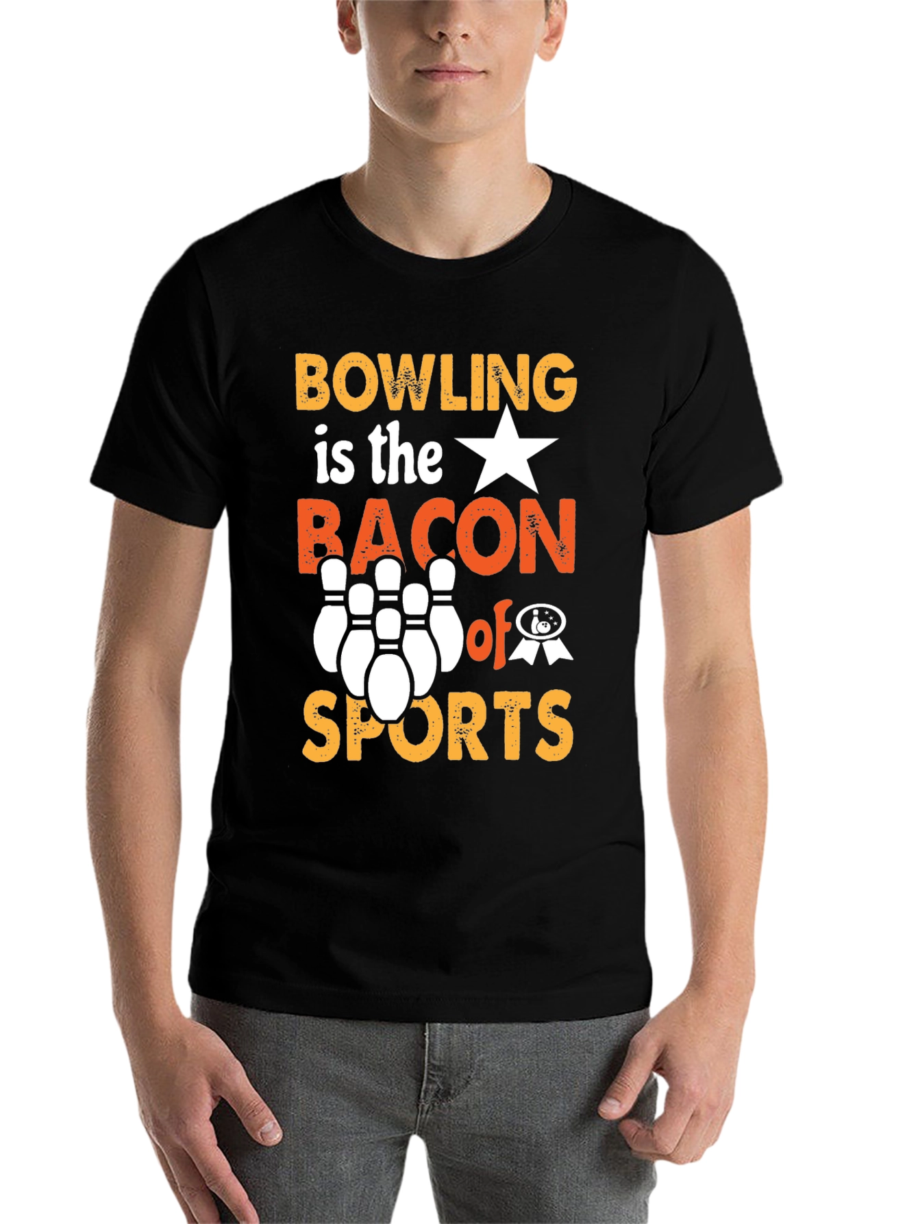 Black Bowling is the Bacon of Sports Graphic T-Shirt view 7