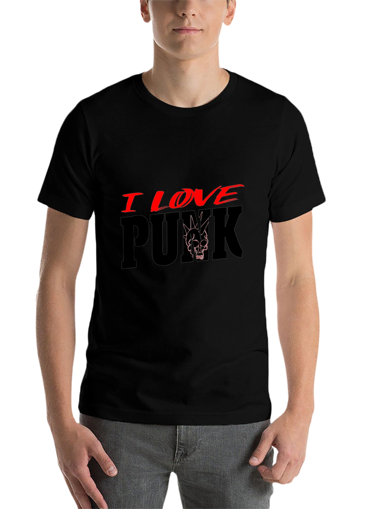 Black I Love Punk Graphic Tee - Black Cotton Blend view 7