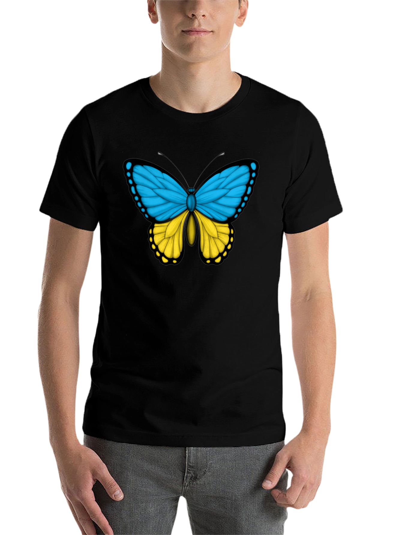 Black Butterfly Ukraine Flag T-Shirt view 7