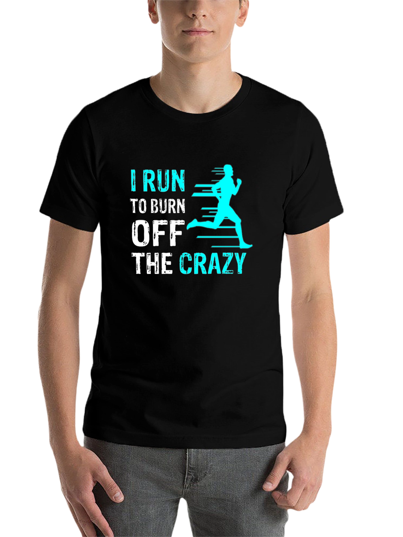 Black I Run To Burn Off The Crazy Graphic Tee view 7