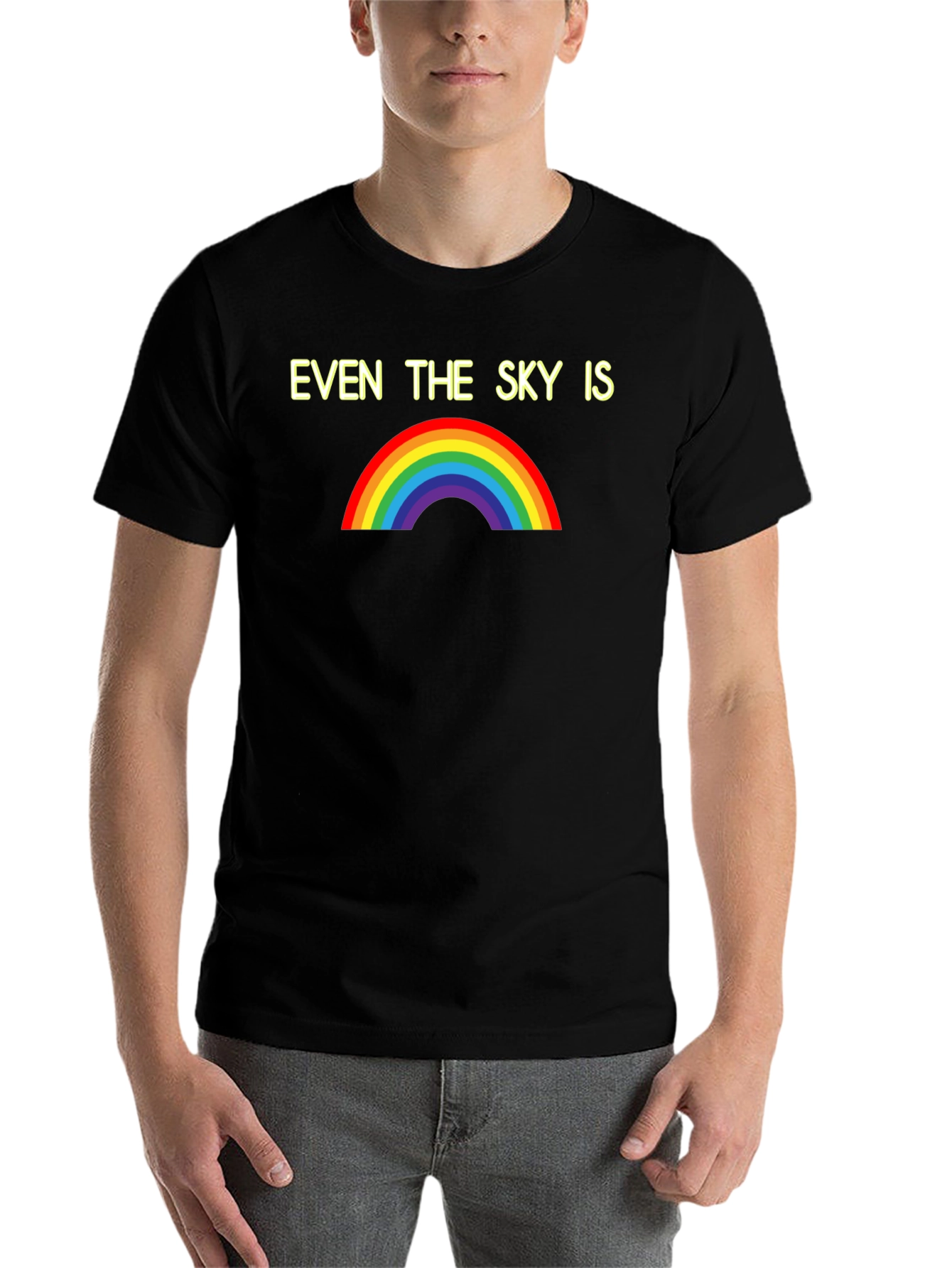 Black Even the Sky Is Rainbow T-Shirt - Soft Cotton Tee view 7