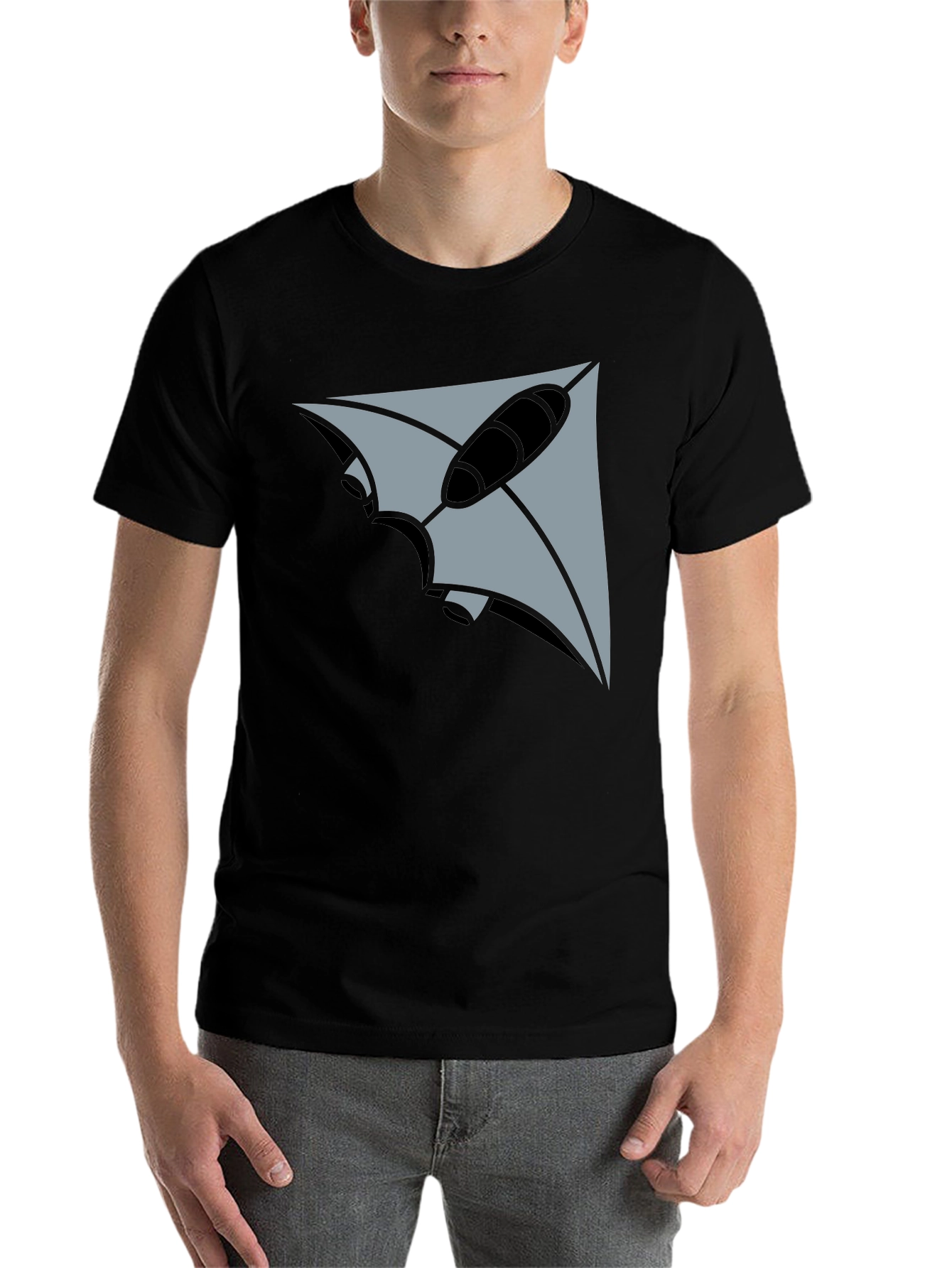Black Geometric Stingray Graphic Tee - Black view 7