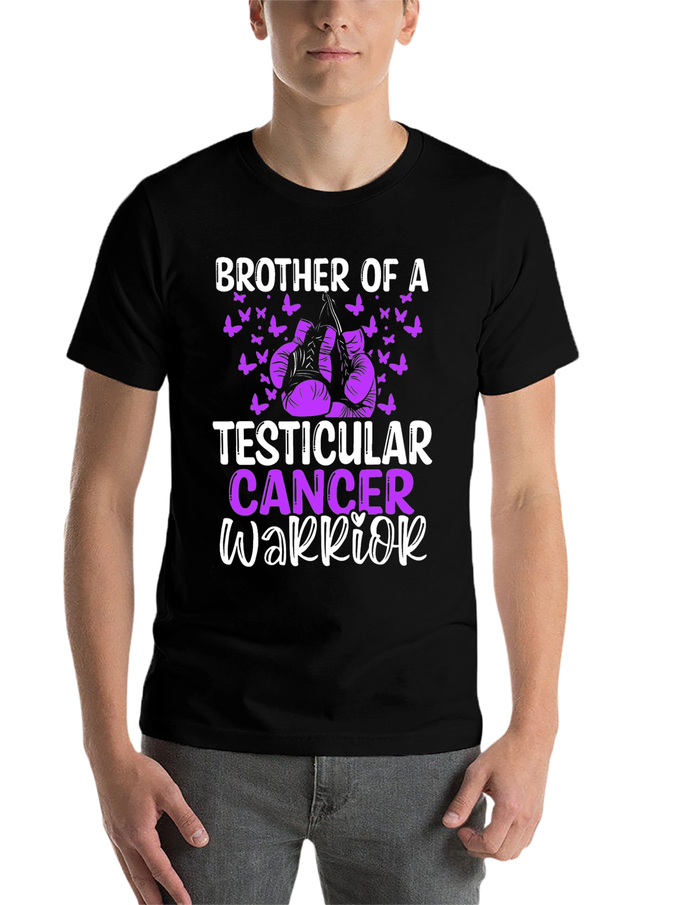 Black Brother of a Testicular Cancer Warrior T-Shirt view 7