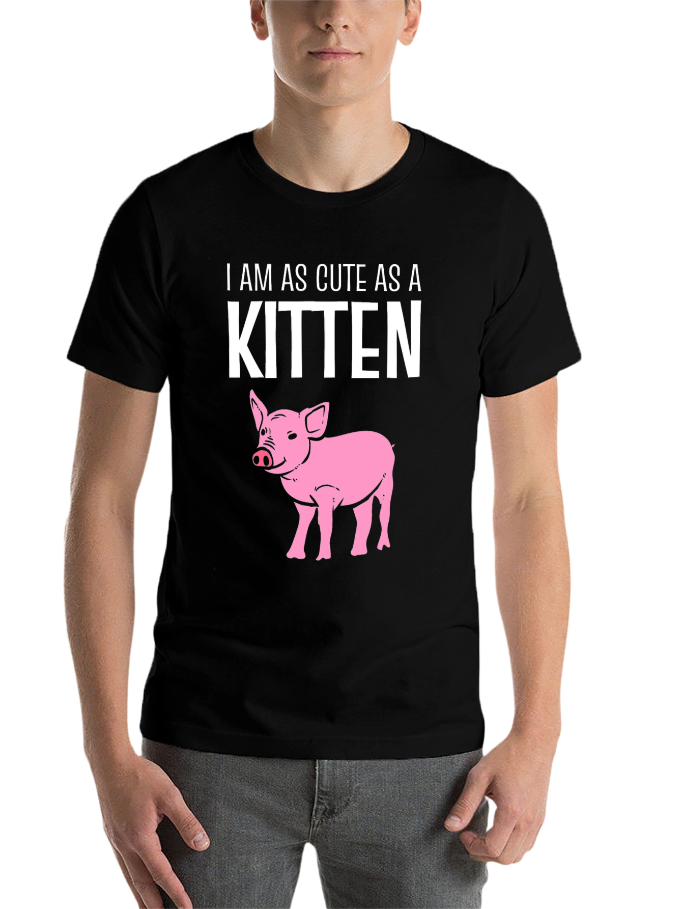 Black Cute Piglet T-Shirt view 7