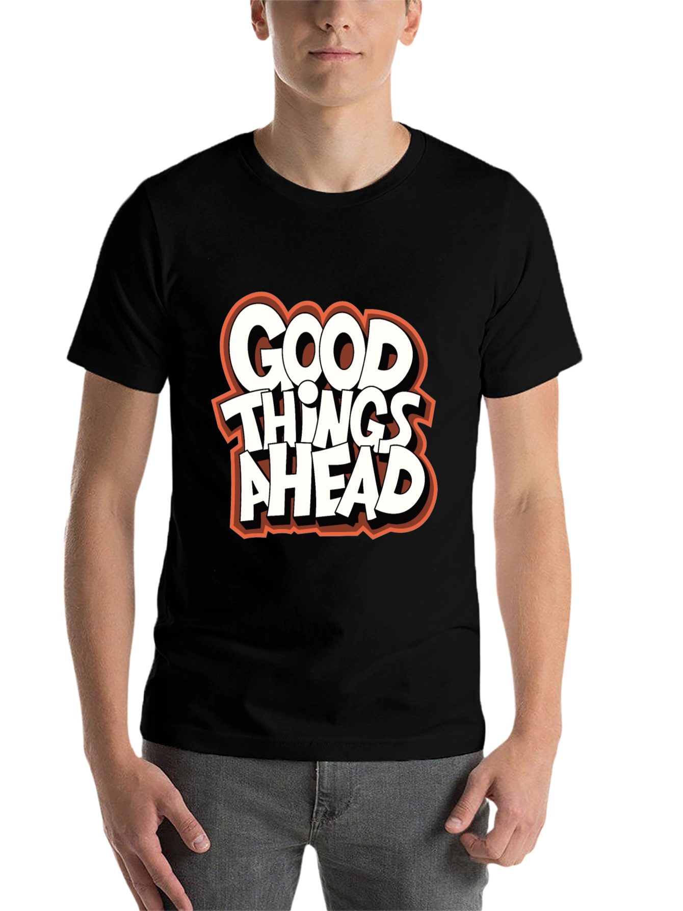 Black Good Things Ahead Graphic Tee - Black view 7