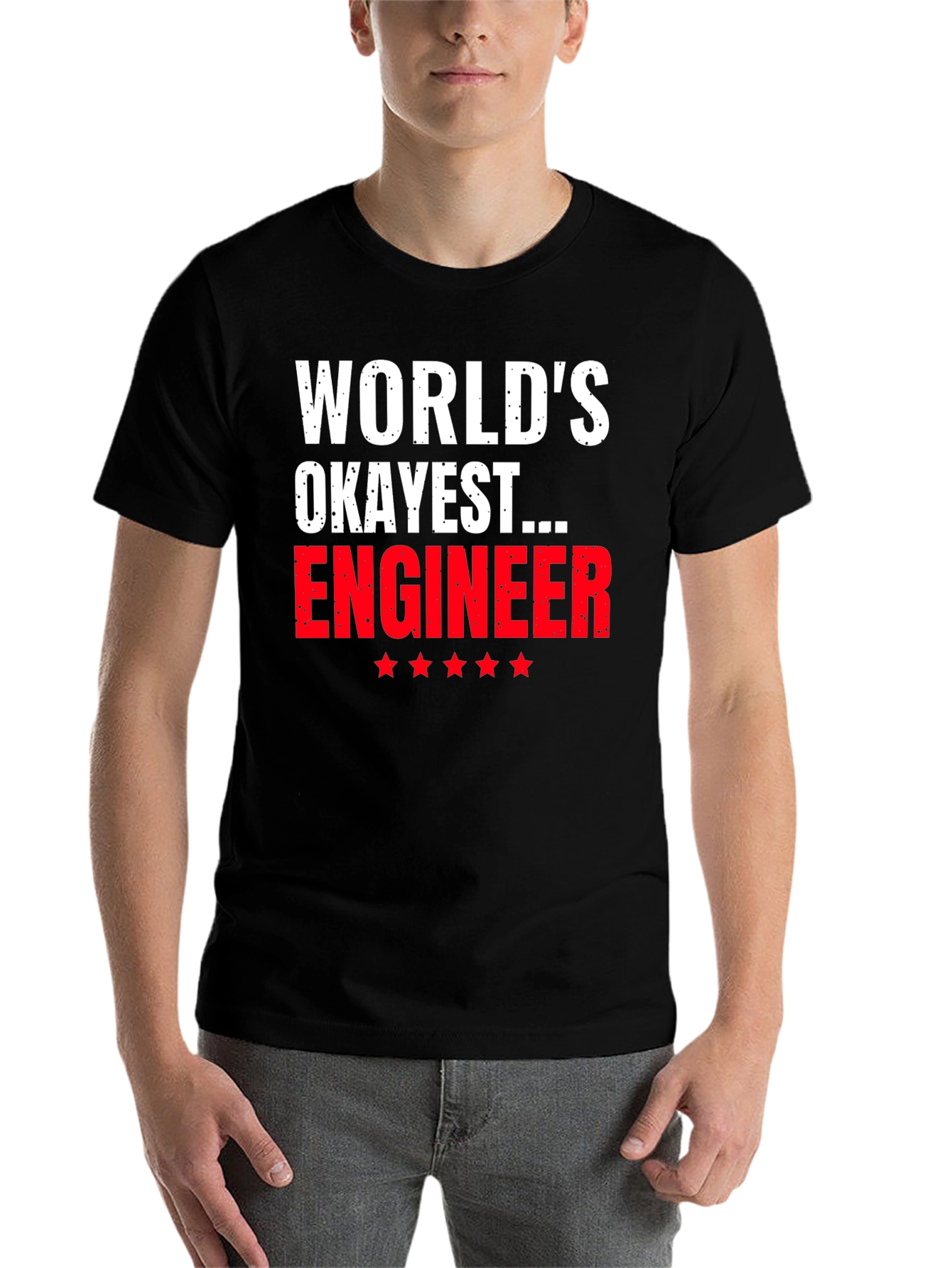 Black World's Okayest Engineer T-Shirt - Funny Gift view 7