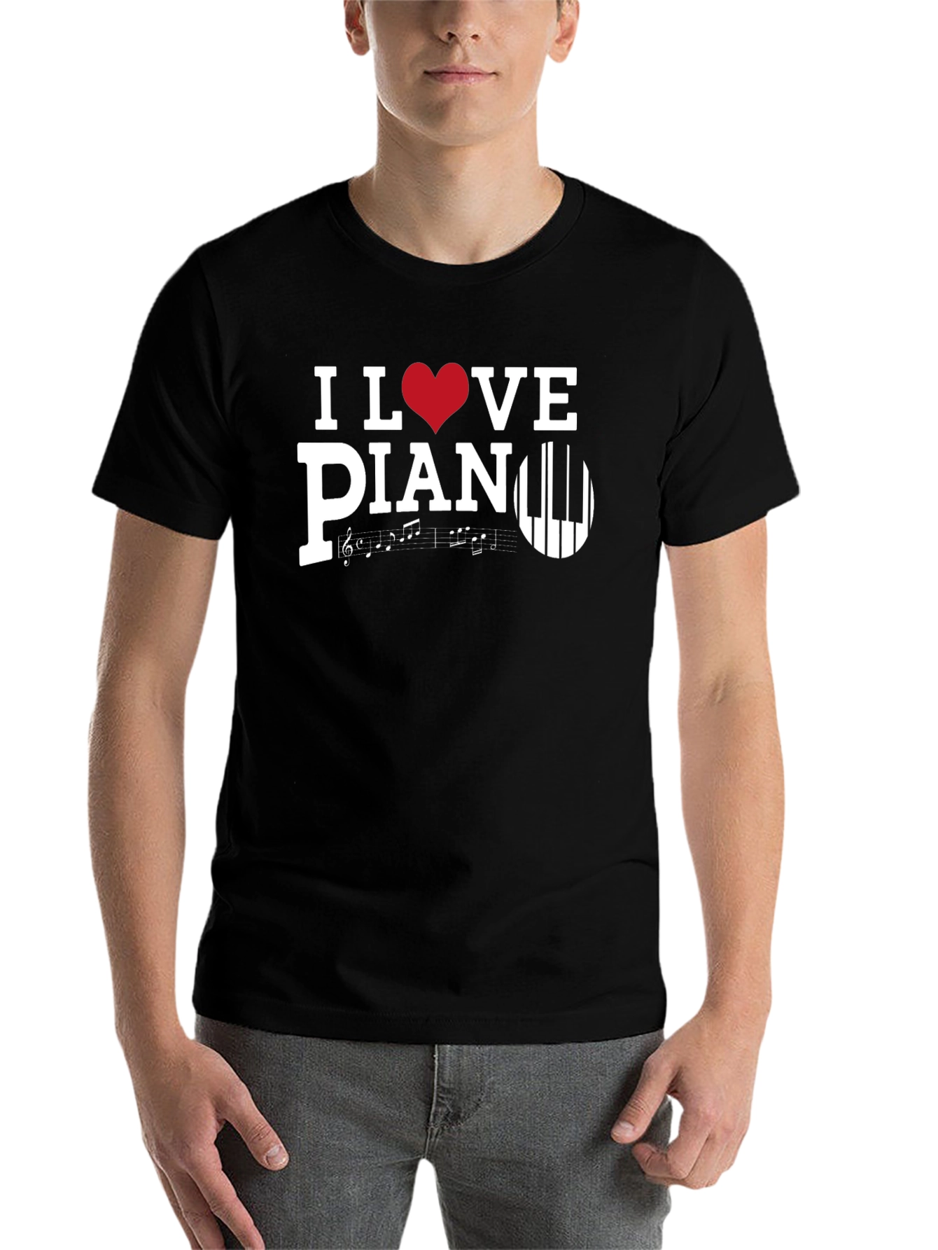 Black I Love Piano T-Shirt, Music Lover Tee view 7