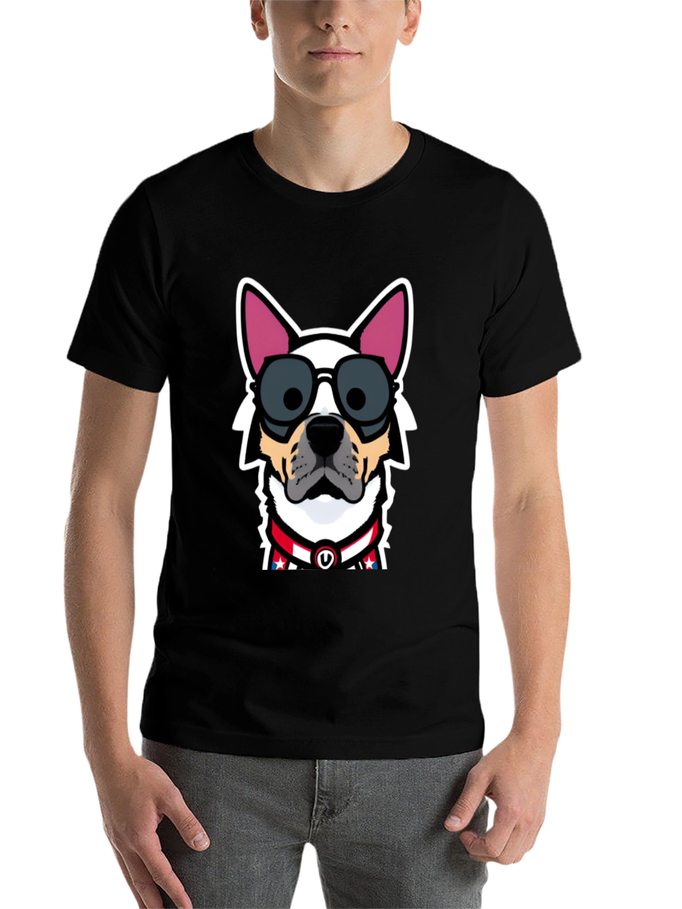 Black Cool Dog Graphic Tee - Patriotic Pup view 7