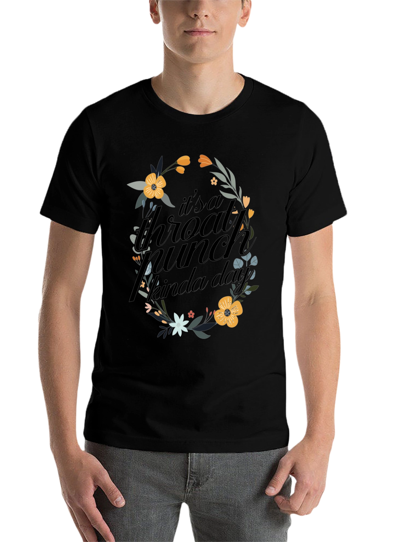 Black Floral "Throat Punch" Graphic Tee view 7