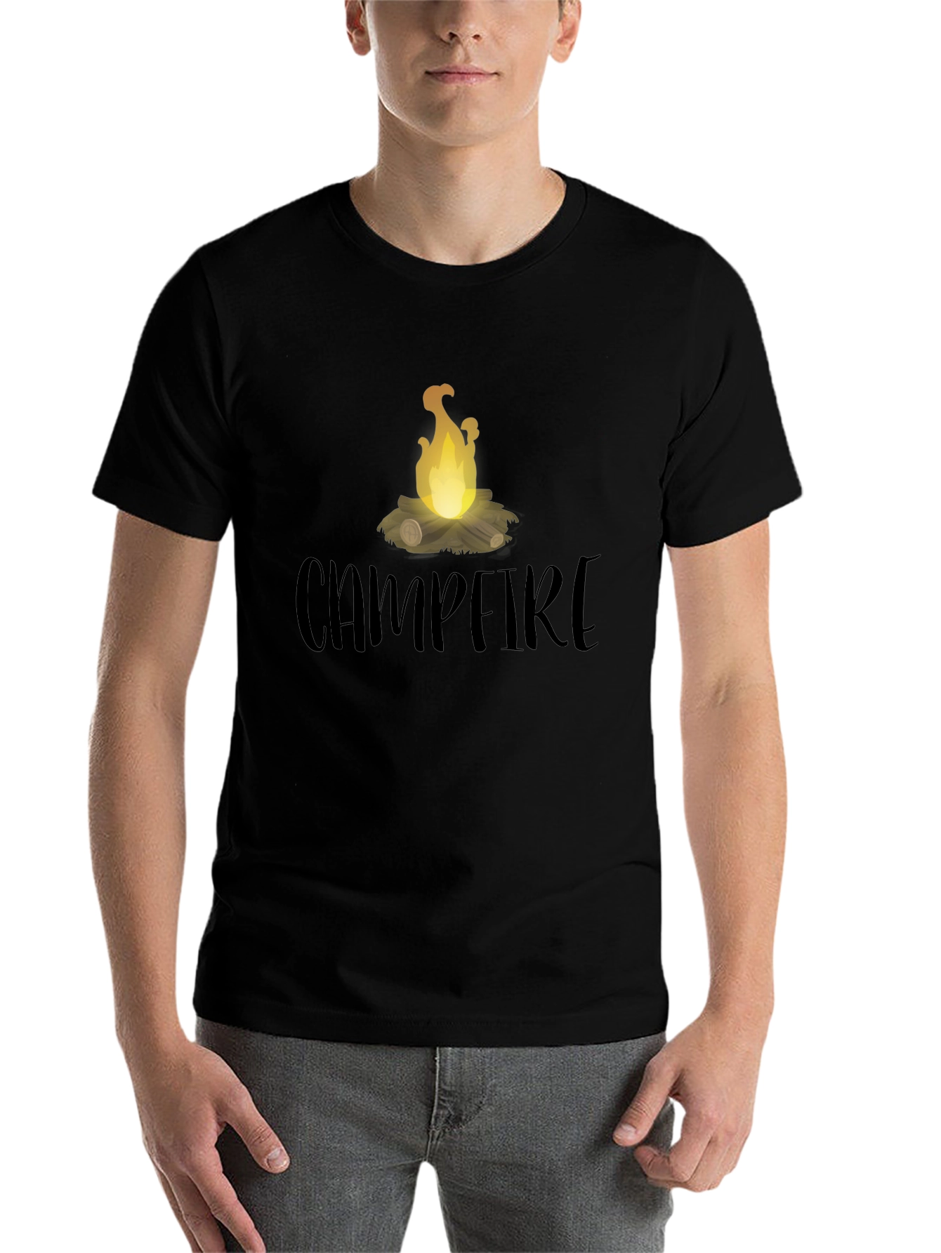 Black Campfire Graphic Tee - Black Cotton T-Shirt view 7