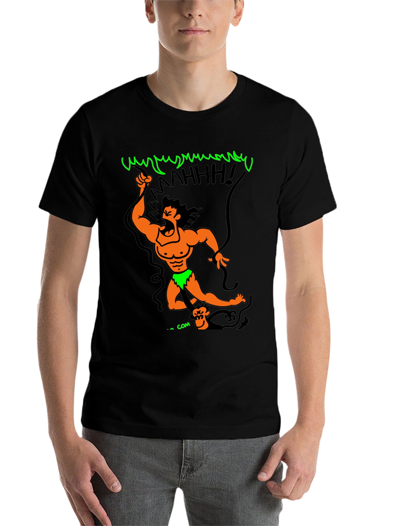 Black Cartoon Tarzan Graphic Black T-Shirt view 7