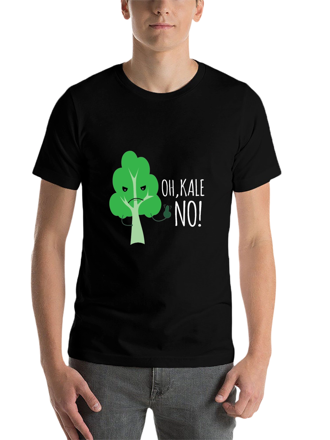 Black Oh, Kale No! Funny Graphic T-Shirt view 7