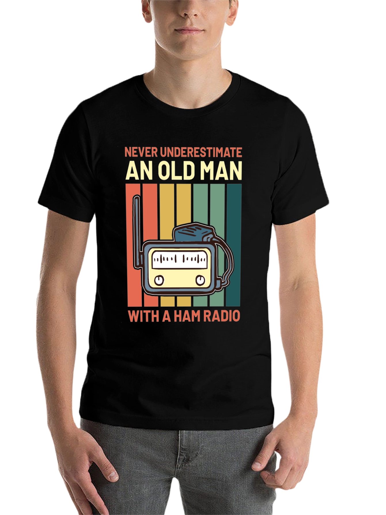 Black Ham Radio Old Man T-Shirt - Funny Amateur Radio Tee view 7