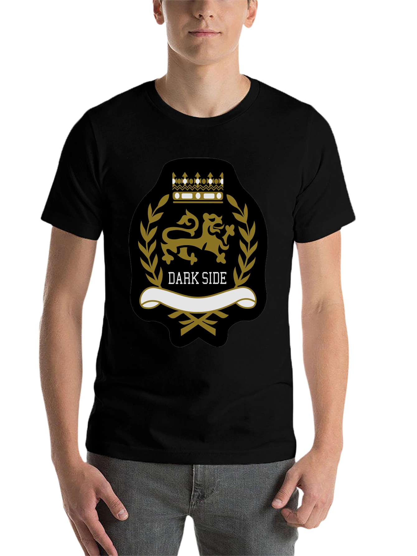 Black Dark Side Lion Crest Graphic Tee - Stylish Menswear view 7