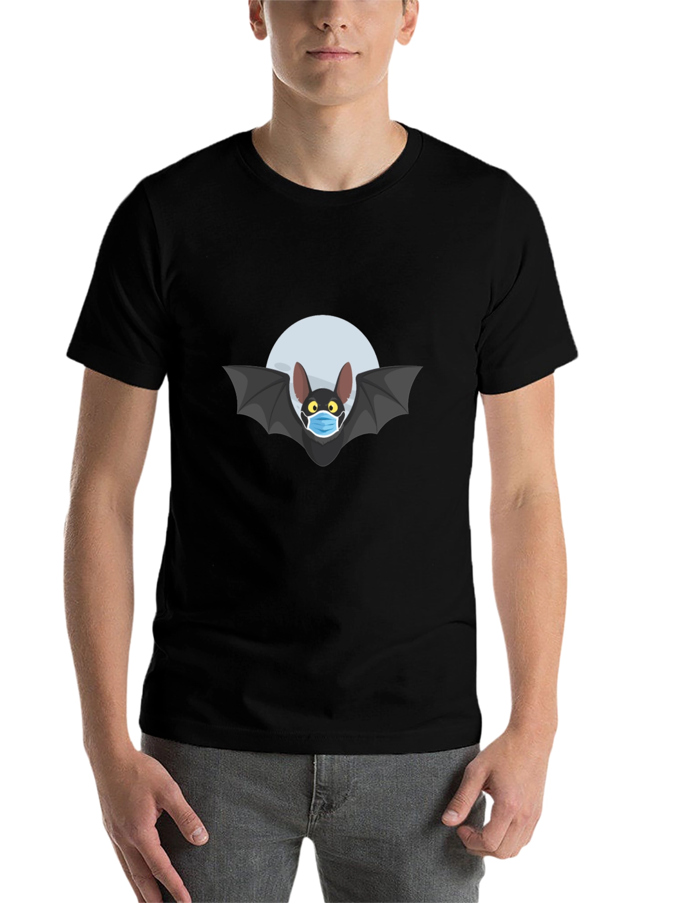 Black Masked Bat T-Shirt - Spooky Season Essential view 7