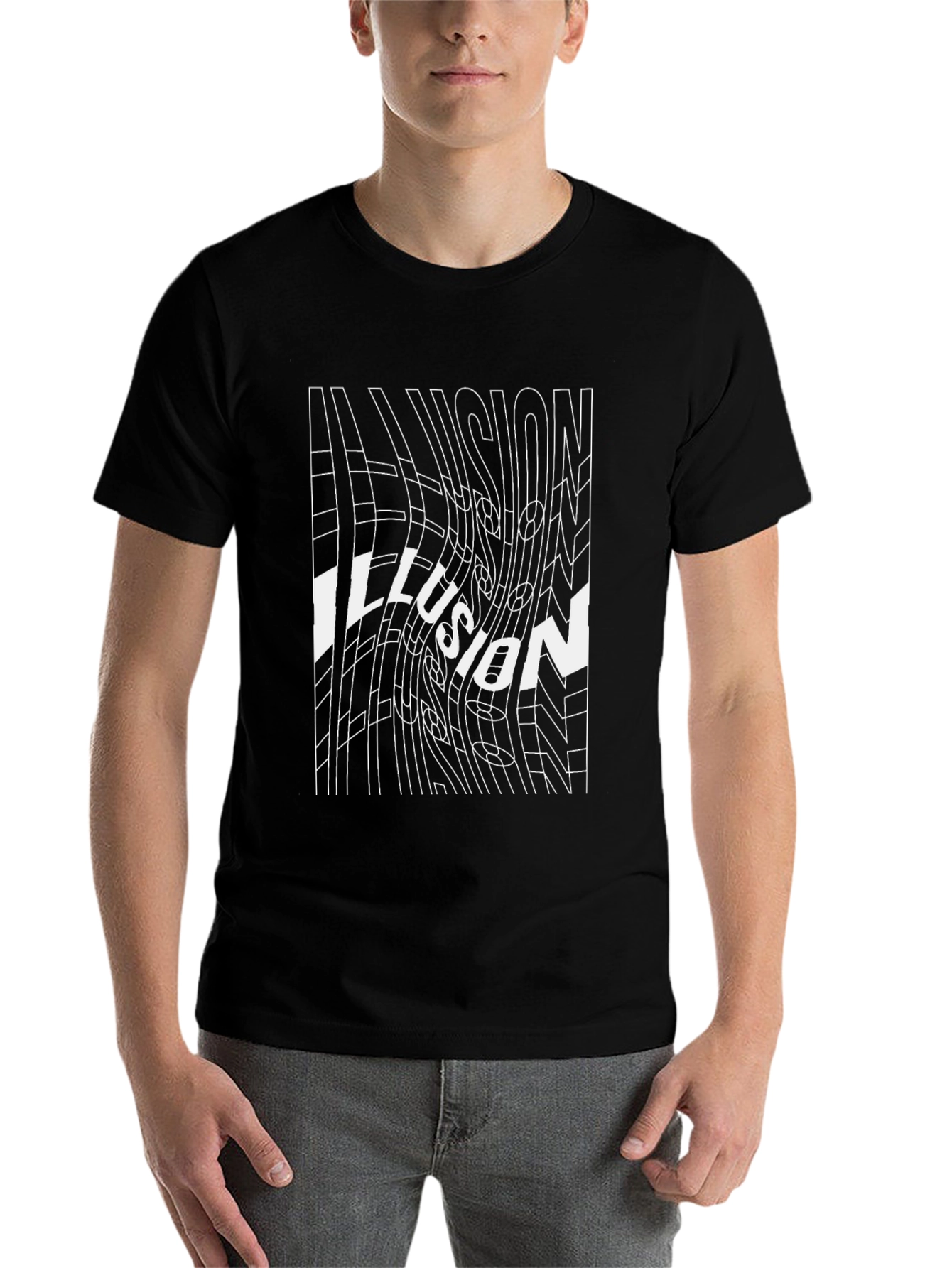 Black Optical Illusion Graphic Tee - Black view 7