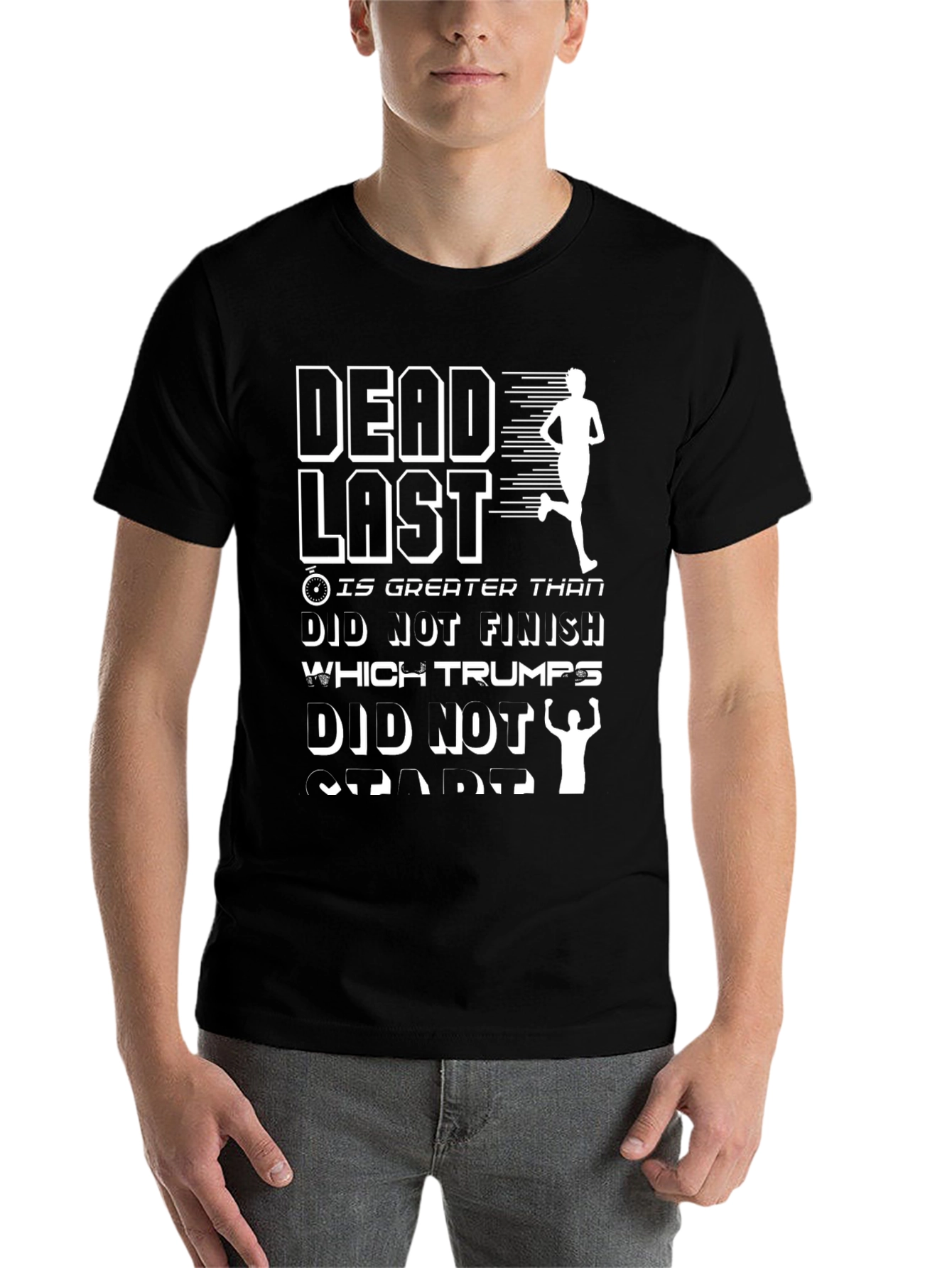Black Dead Last T-Shirt Funny Running Shirt view 7
