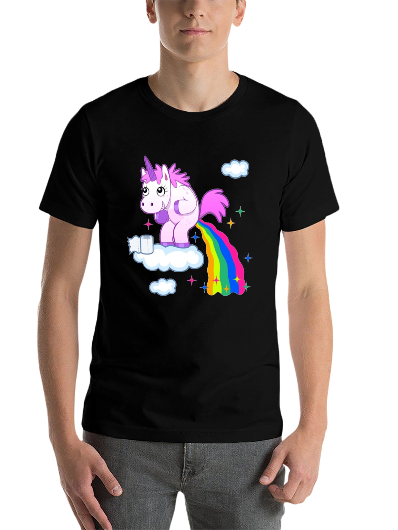 Black Unicorn Rainbow Humor T-Shirt view 7