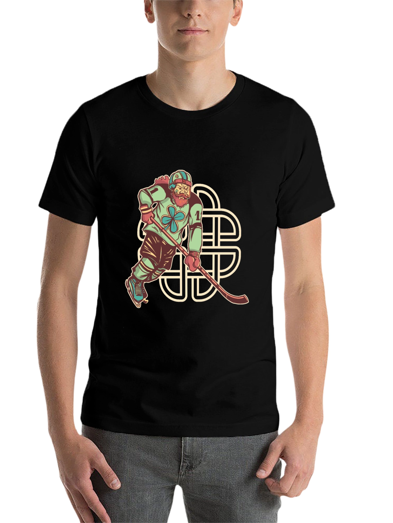 Black Lucky Hockey Player Graphic Tee - St. Patrick's Day view 7