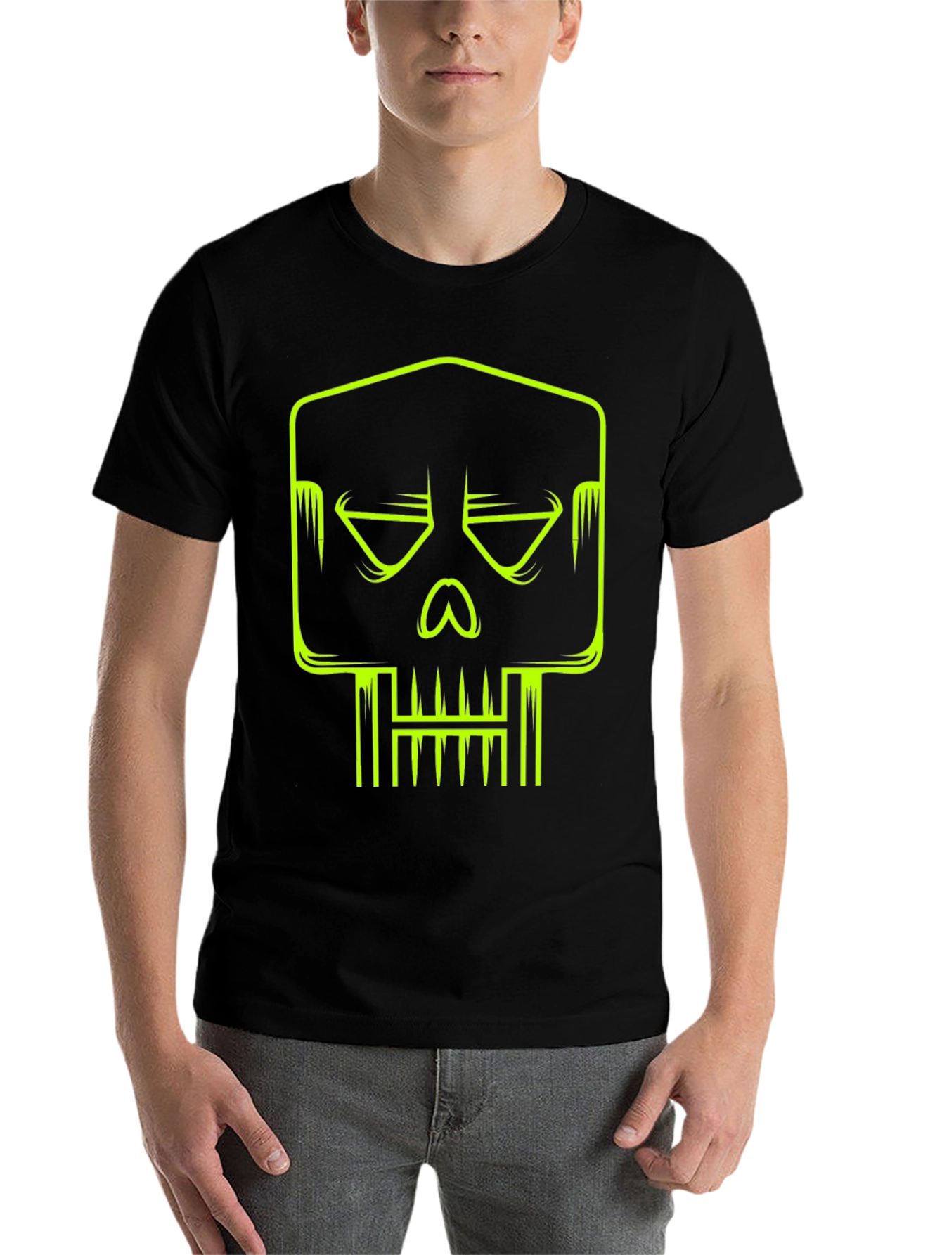 Black Neon Skull Graphic T-Shirt - Modern Streetwear view 7
