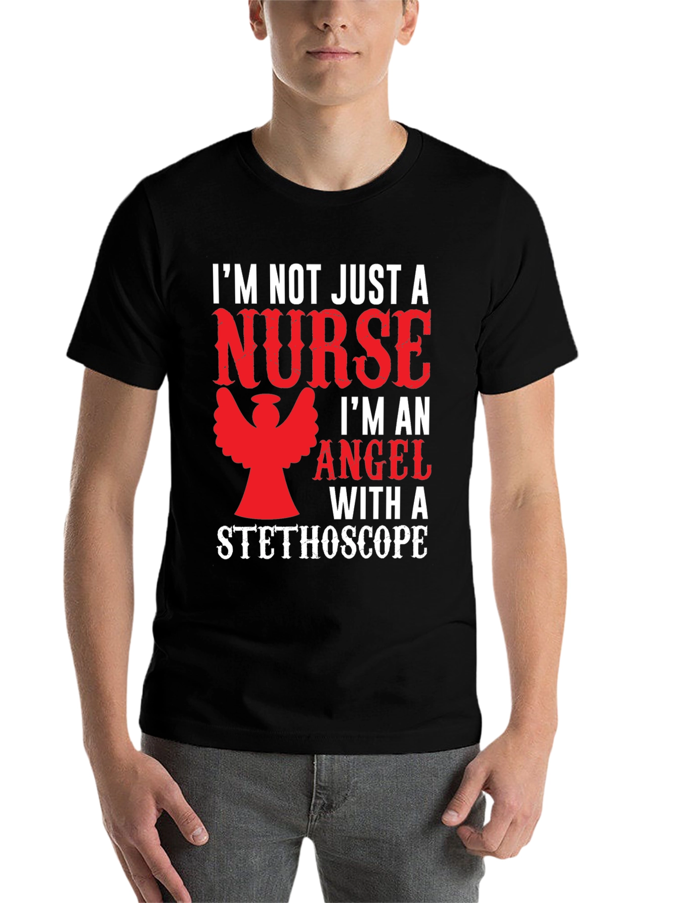 Black Nurse Angel T-Shirt Funny Gift view 7